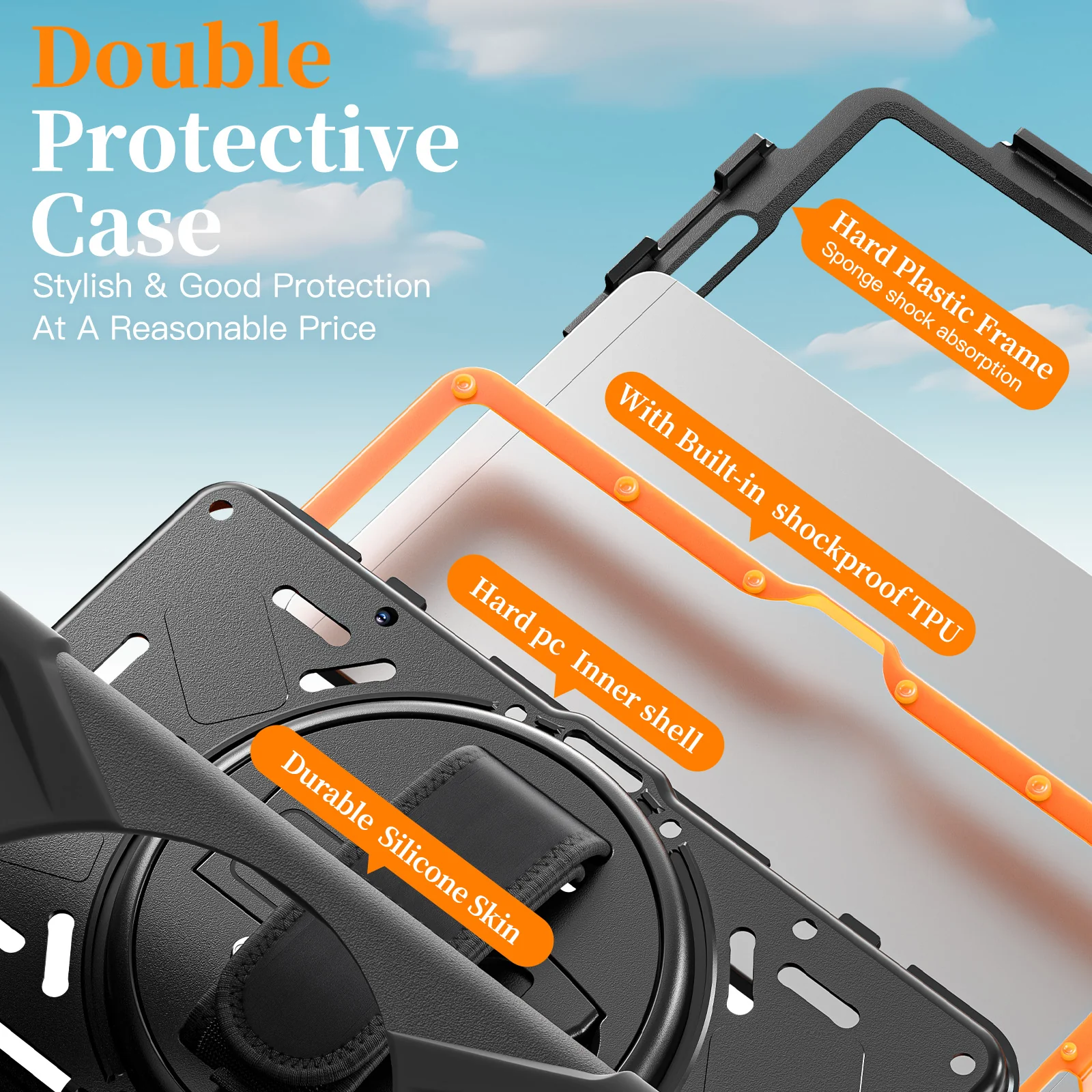 Samsung Galaxy Tab A11 Plus (2025) 11" - Heavy Duty 360 Degree Rotate Stand Hand Strap Case With Shoulder Strap - Image 11