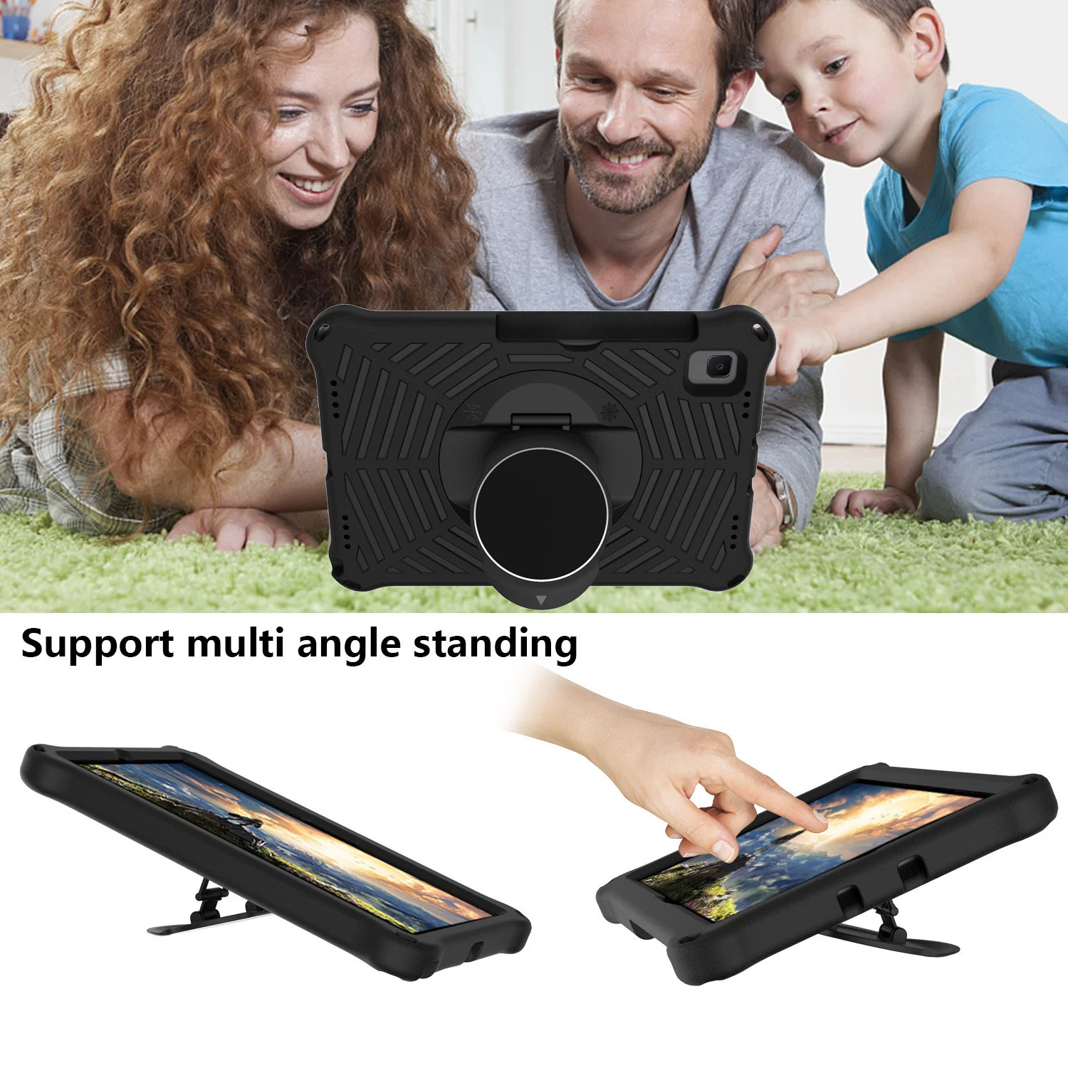 Samsung Galaxy Tab A7 10.4" 2020 (T500/T505) - Heavy Duty 360 Degree Rotate Stand Hand Strap Case With Shoulder Strap - Image 11