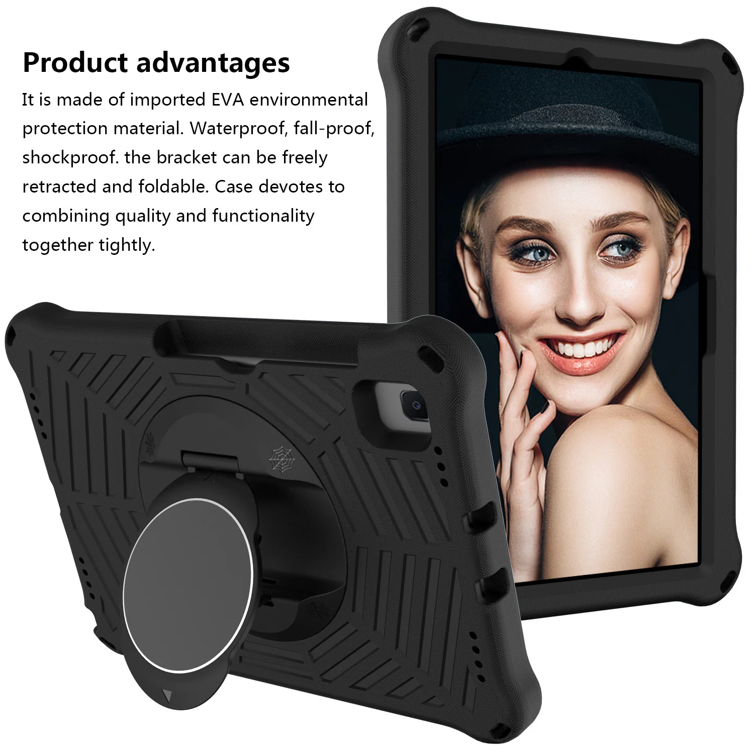 Samsung Galaxy Tab A7 10.4" 2020 (T500/T505) - Heavy Duty 360 Degree Rotate Stand Hand Strap Case With Shoulder Strap - Image 9