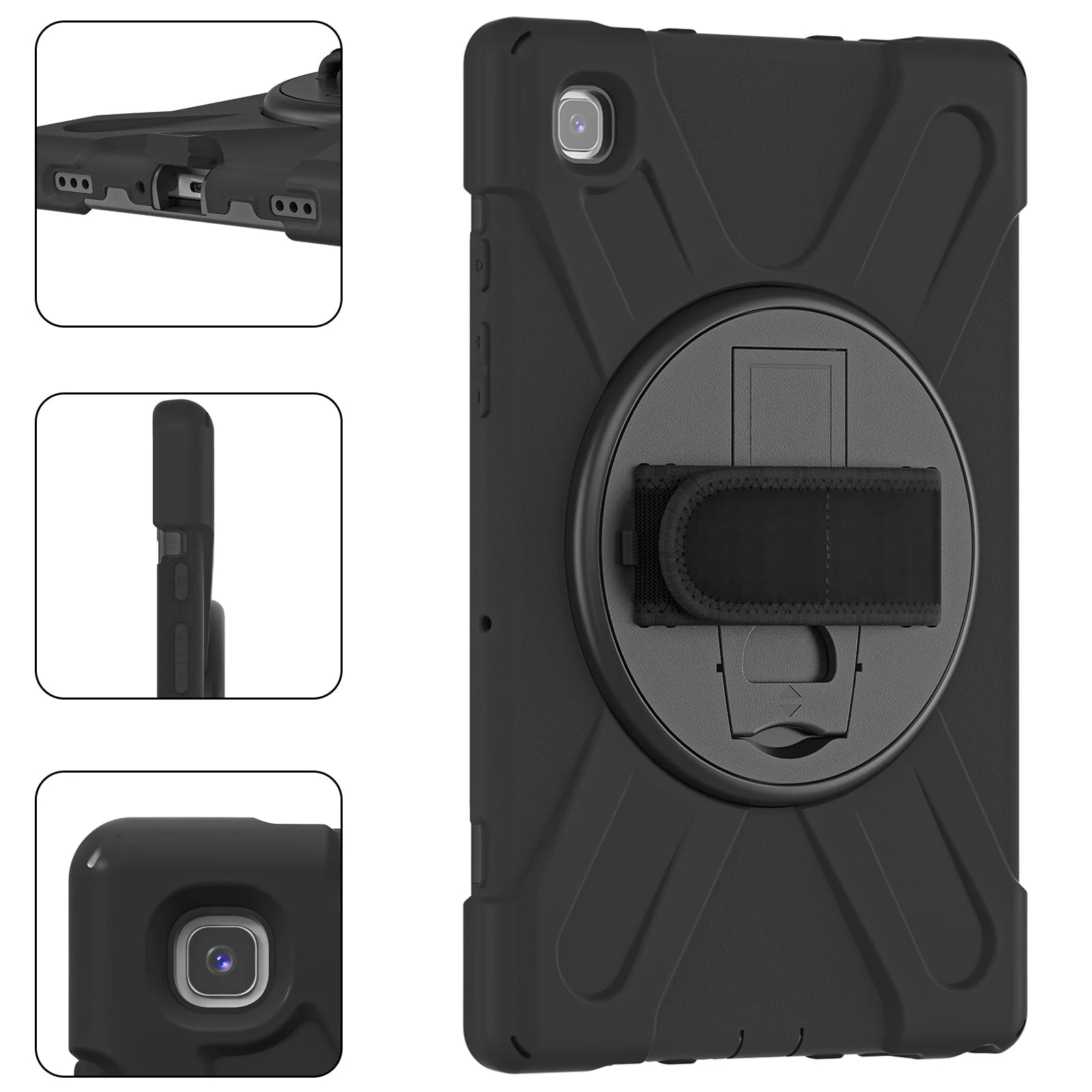 Samsung Galaxy Tab A8 10.5" 2022 (X200/X205) Heavy Duty 360 Degree Rotate Stand Hand Strap Case - Image 4