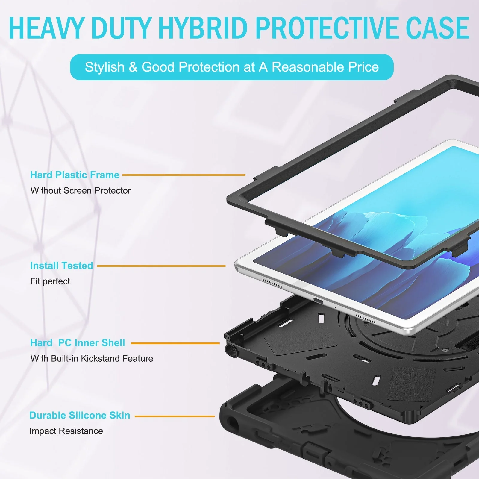 Samsung Galaxy Tab A8 10.5" 2022 (X200/X205) Heavy Duty 360 Degree Rotate Stand Hand Strap Case - Image 6