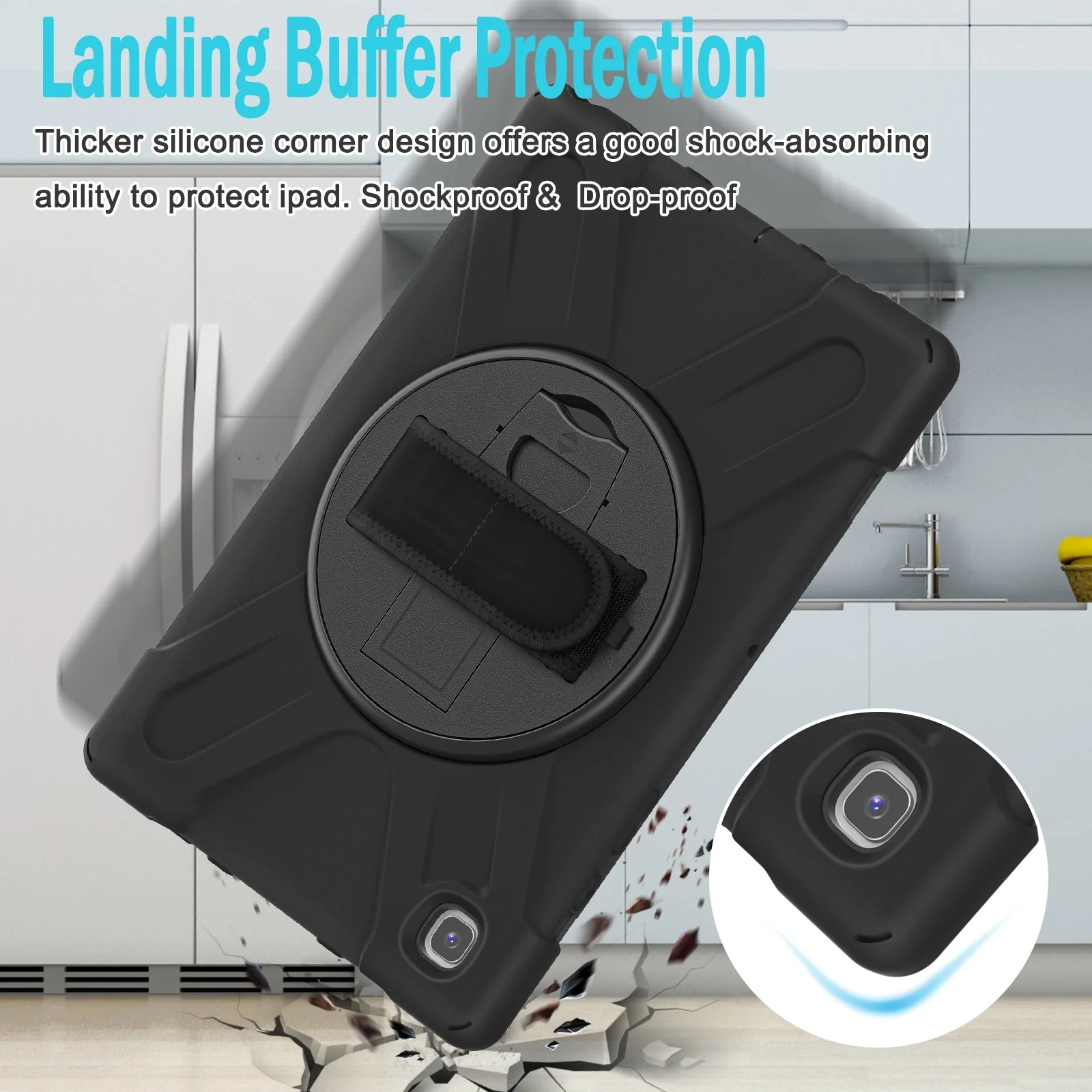 Samsung Galaxy Tab A8 10.5" 2022 (X200/X205) Heavy Duty 360 Degree Rotate Stand Hand Strap Case - Image 7