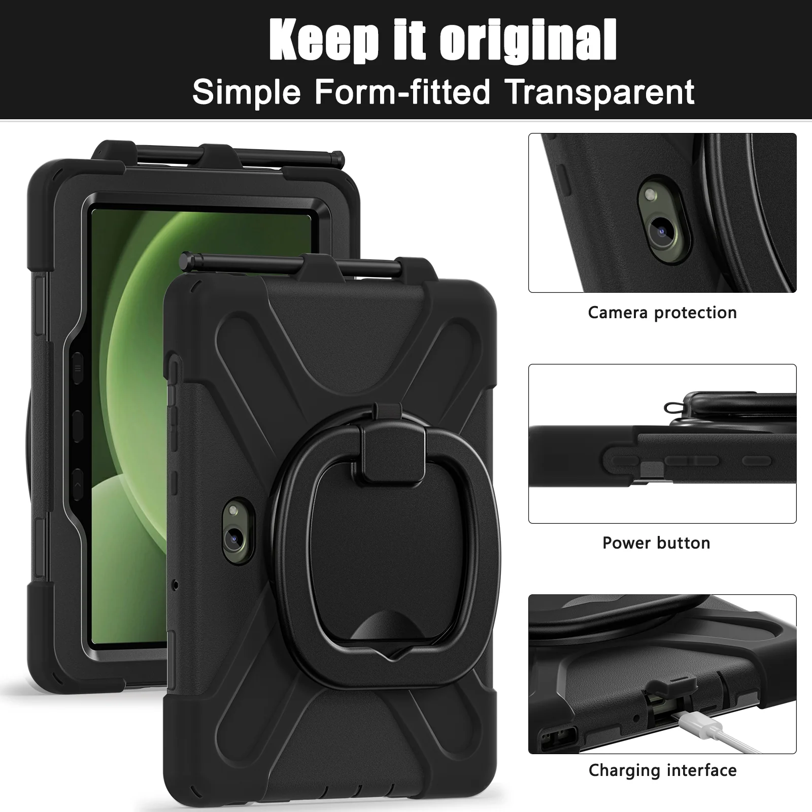 Samsung Galaxy Tab Active Pro / Active 4 Pro / Active 5 Pro Series - Heavy Duty 360 Degree Rotate Stand Hand Strap Case With Shoulder Strap - Image 11