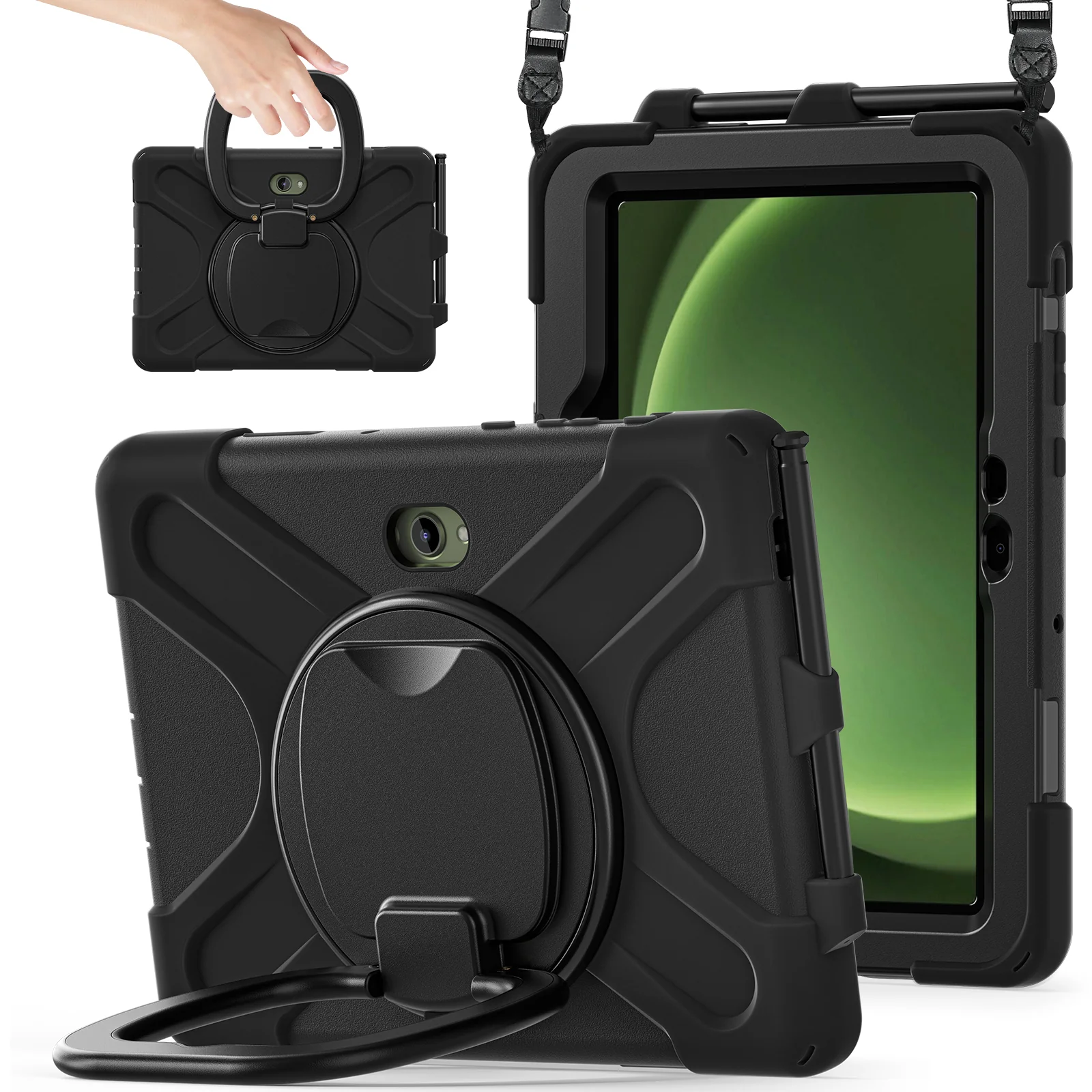 Samsung Galaxy Tab Active Pro / Active 4 Pro / Active 5 Pro Series - Heavy Duty 360 Degree Rotate Stand Hand Strap Case With Shoulder Strap - Image 13