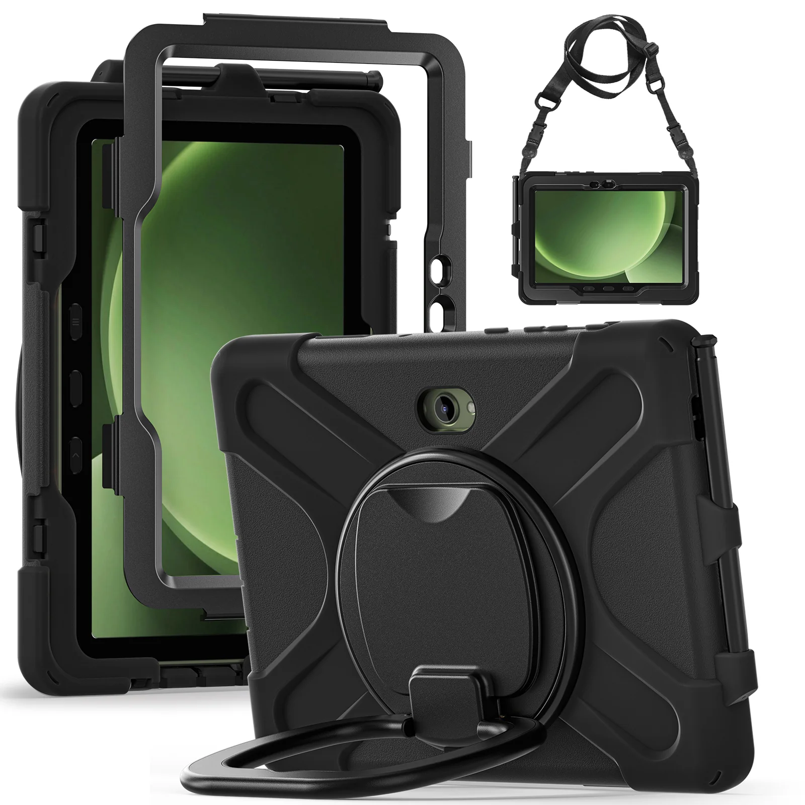 Samsung Galaxy Tab Active Pro / Active 4 Pro / Active 5 Pro Series - Heavy Duty 360 Degree Rotate Stand Hand Strap Case With Shoulder Strap - Image 14