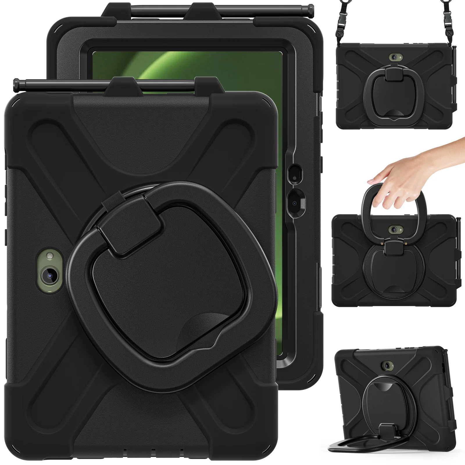 Samsung Galaxy Tab Active Pro / Active 4 Pro / Active 5 Pro Series - Heavy Duty 360 Degree Rotate Stand Hand Strap Case With Shoulder Strap - Image 16