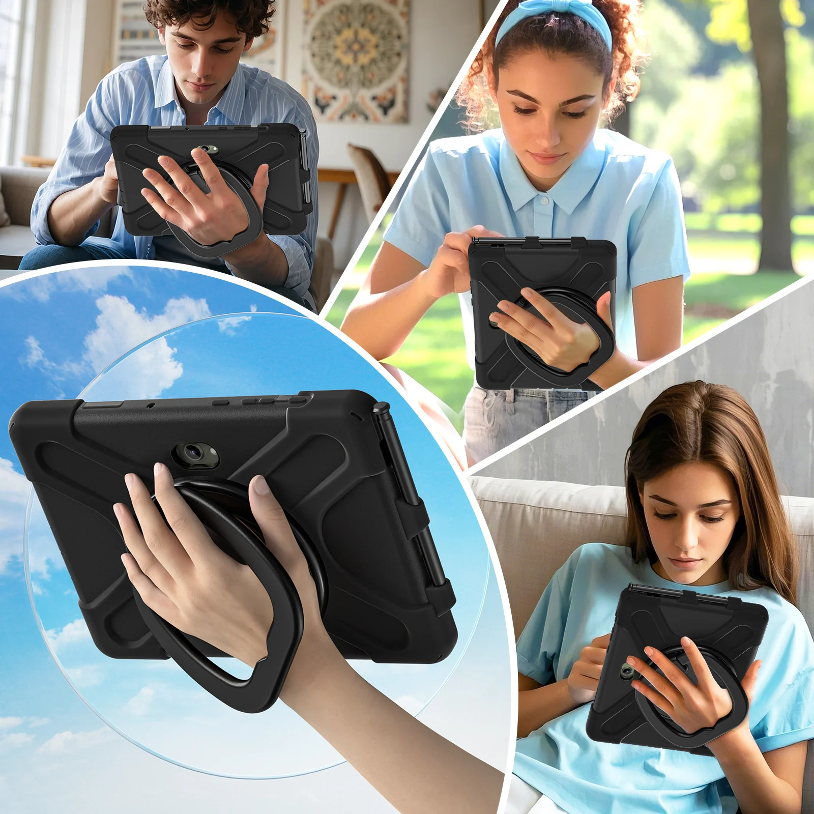 Samsung Galaxy Tab Active Pro / Active 4 Pro / Active 5 Pro Series - Heavy Duty 360 Degree Rotate Stand Hand Strap Case With Shoulder Strap - Image 19