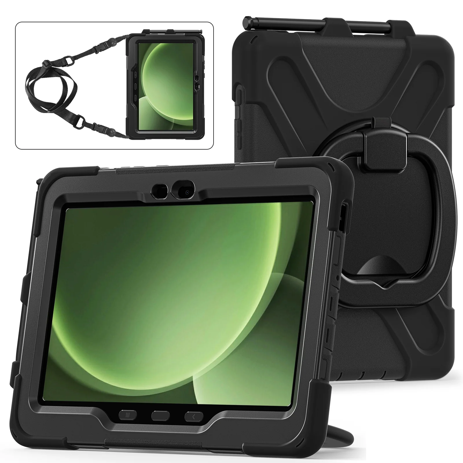 Samsung Galaxy Tab Active Pro / Active 4 Pro / Active 5 Pro Series - Heavy Duty 360 Degree Rotate Stand Hand Strap Case With Shoulder Strap - Image 2