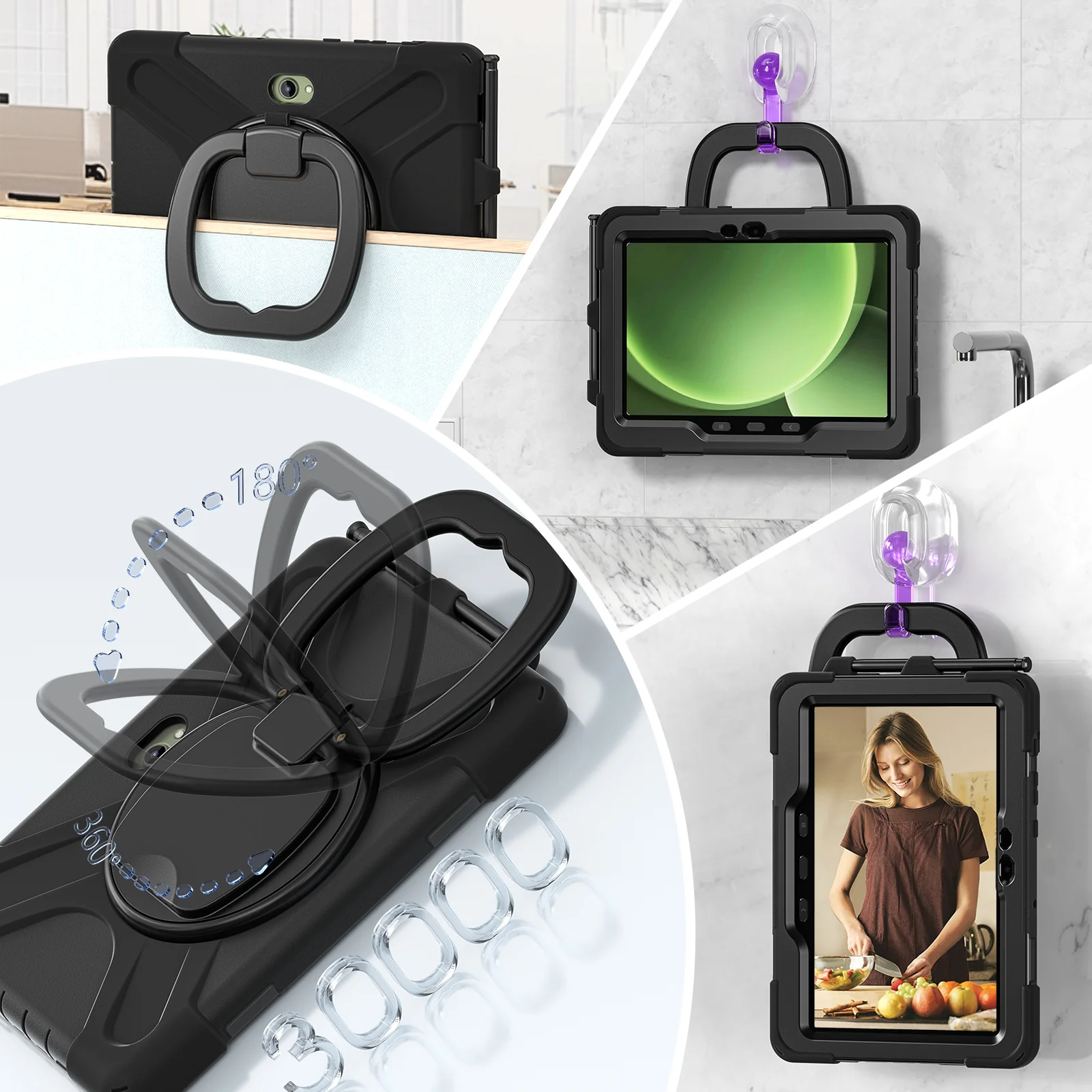Samsung Galaxy Tab Active Pro / Active 4 Pro / Active 5 Pro Series - Heavy Duty 360 Degree Rotate Stand Hand Strap Case With Shoulder Strap - Image 28