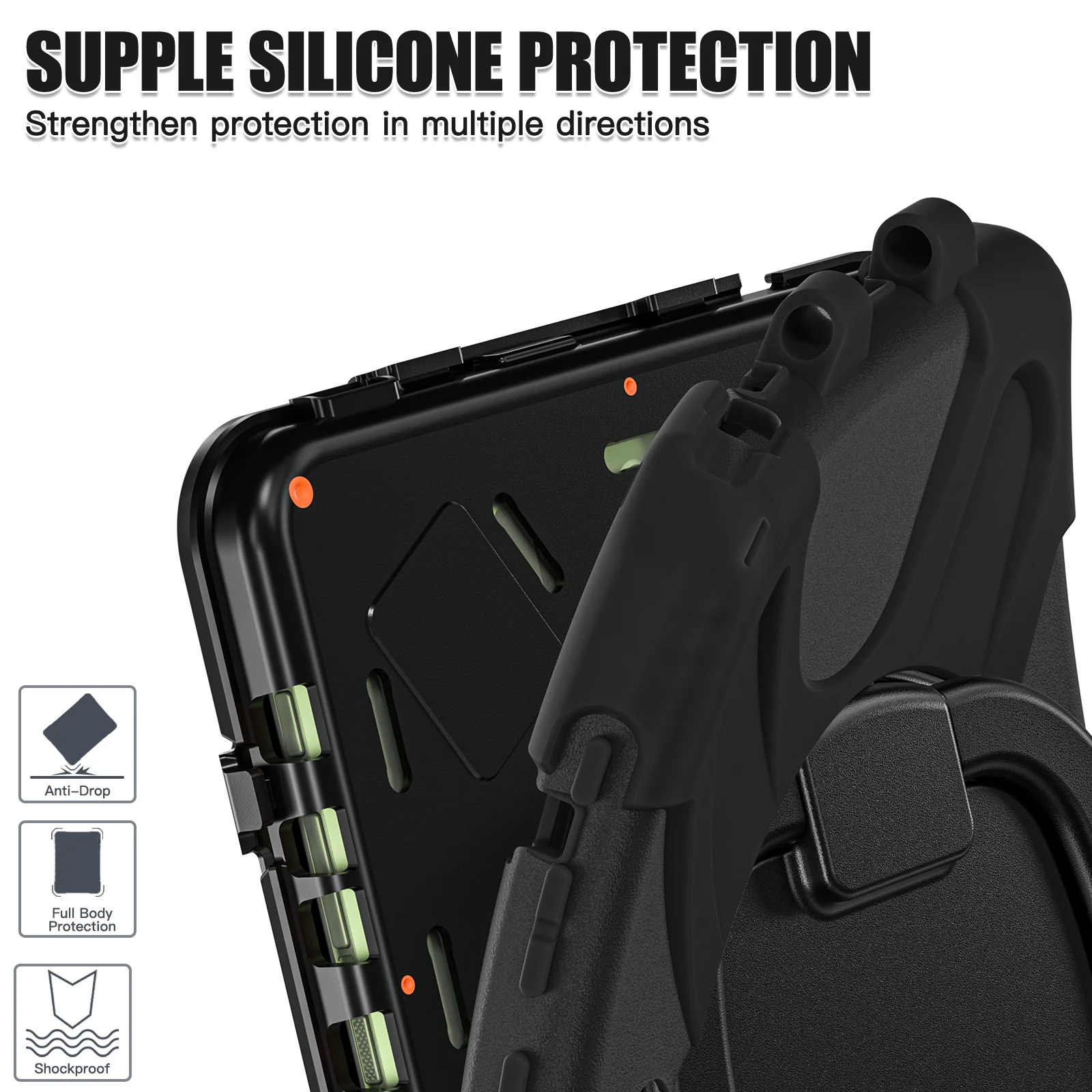 Samsung Galaxy Tab Active Pro / Active 4 Pro / Active 5 Pro Series - Heavy Duty 360 Degree Rotate Stand Hand Strap Case With Shoulder Strap - Image 29