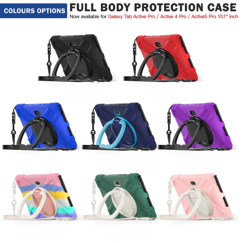 Samsung Galaxy Tab Active Pro / Active 4 Pro / Active 5 Pro Series - Heavy Duty 360 Degree Rotate Stand Hand Strap Case With Shoulder Strap - Image 3