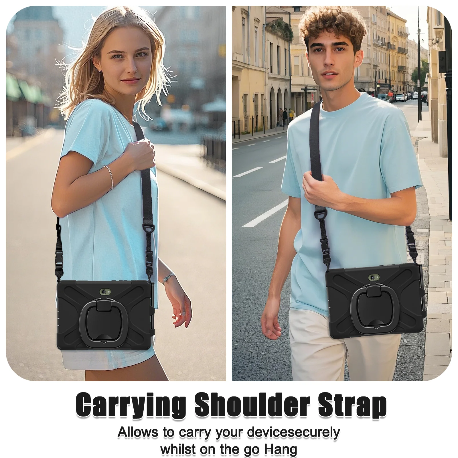 Samsung Galaxy Tab Active Pro / Active 4 Pro / Active 5 Pro Series - Heavy Duty 360 Degree Rotate Stand Hand Strap Case With Shoulder Strap - Image 30