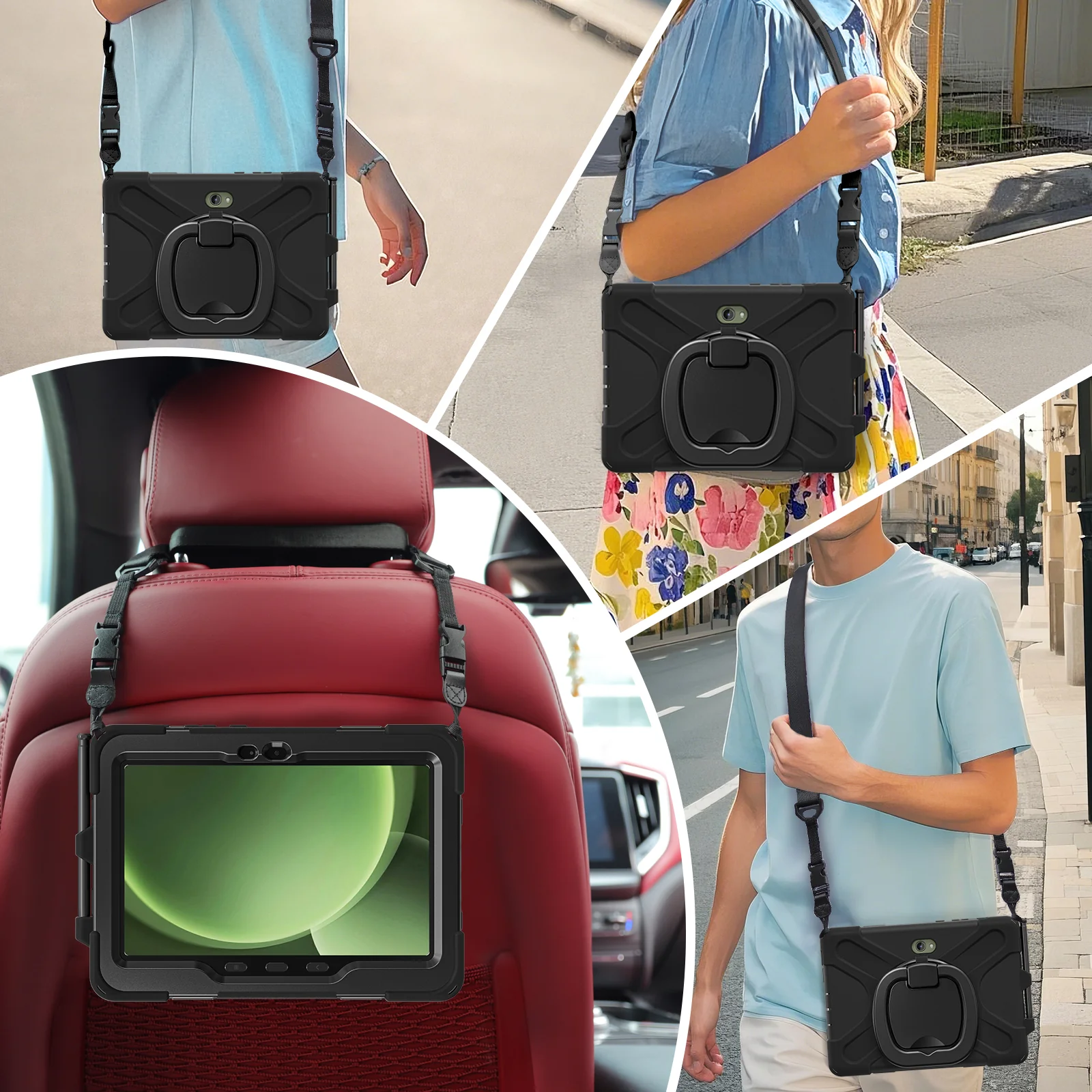 Samsung Galaxy Tab Active Pro / Active 4 Pro / Active 5 Pro Series - Heavy Duty 360 Degree Rotate Stand Hand Strap Case With Shoulder Strap - Image 31