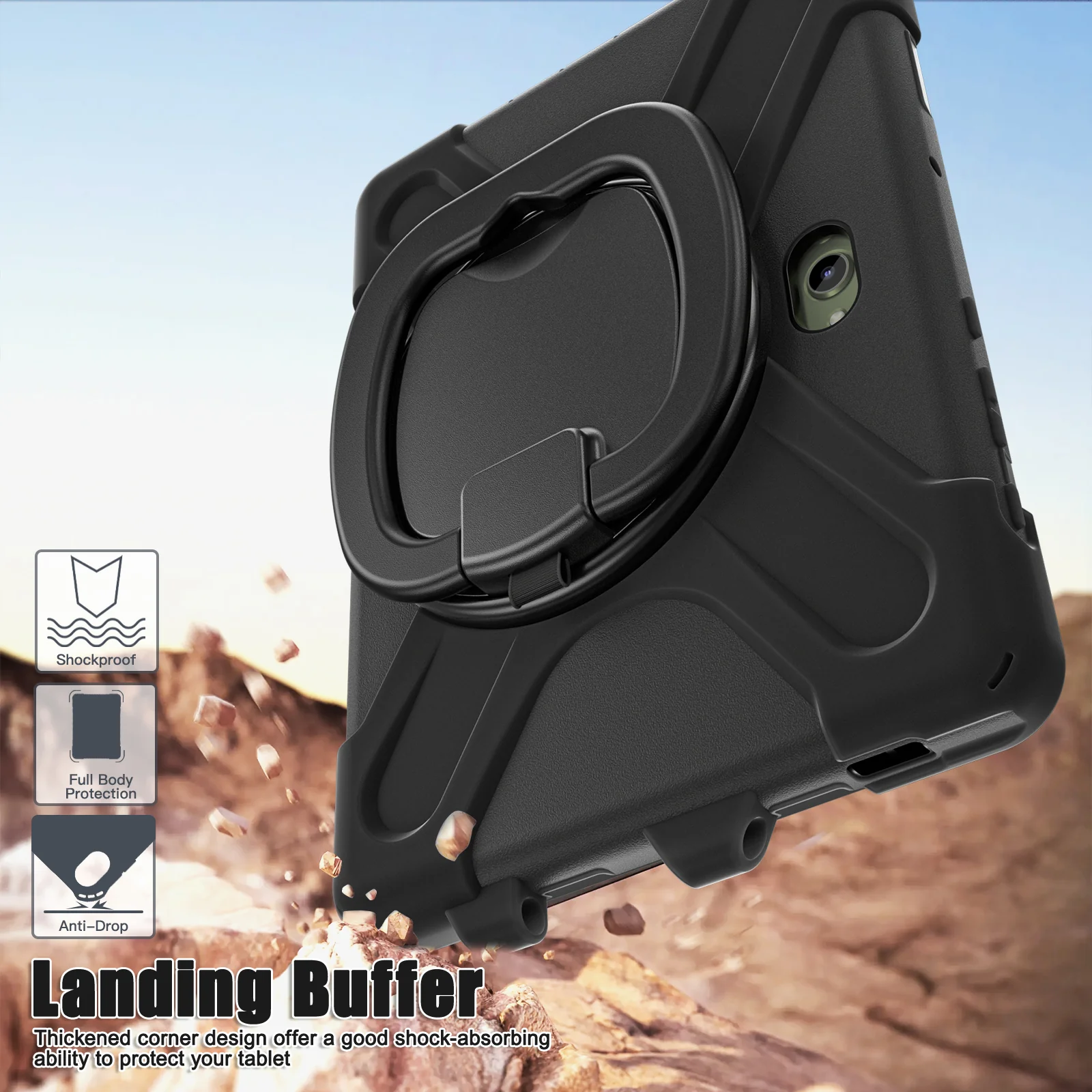 Samsung Galaxy Tab Active Pro / Active 4 Pro / Active 5 Pro Series - Heavy Duty 360 Degree Rotate Stand Hand Strap Case With Shoulder Strap - Image 32