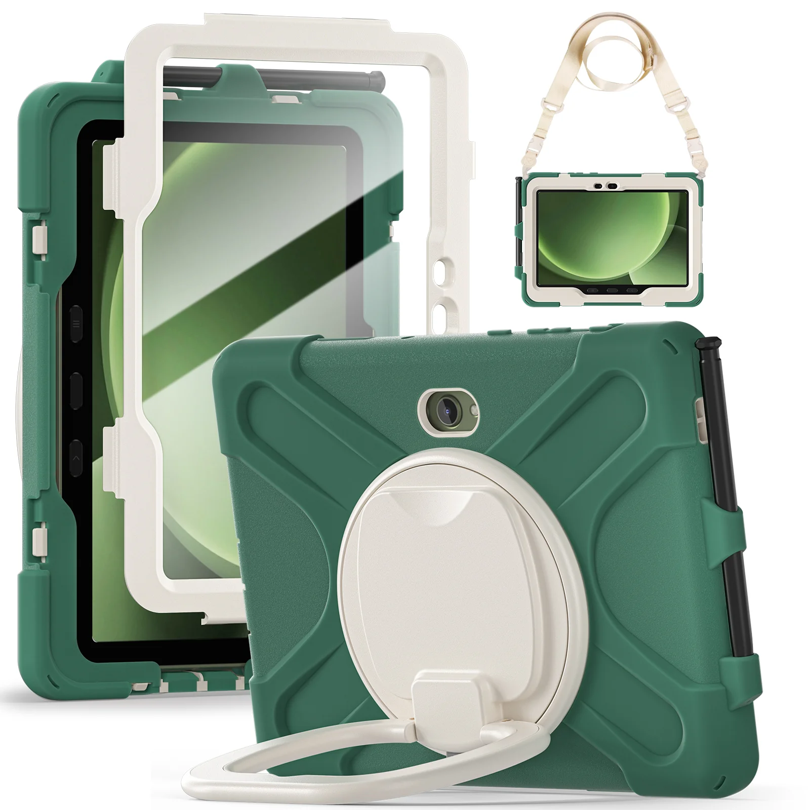 Samsung Galaxy Tab Active Pro / Active 4 Pro / Active 5 Pro Series - Heavy Duty 360 Degree Rotate Stand Hand Strap Case With Shoulder Strap - Image 4