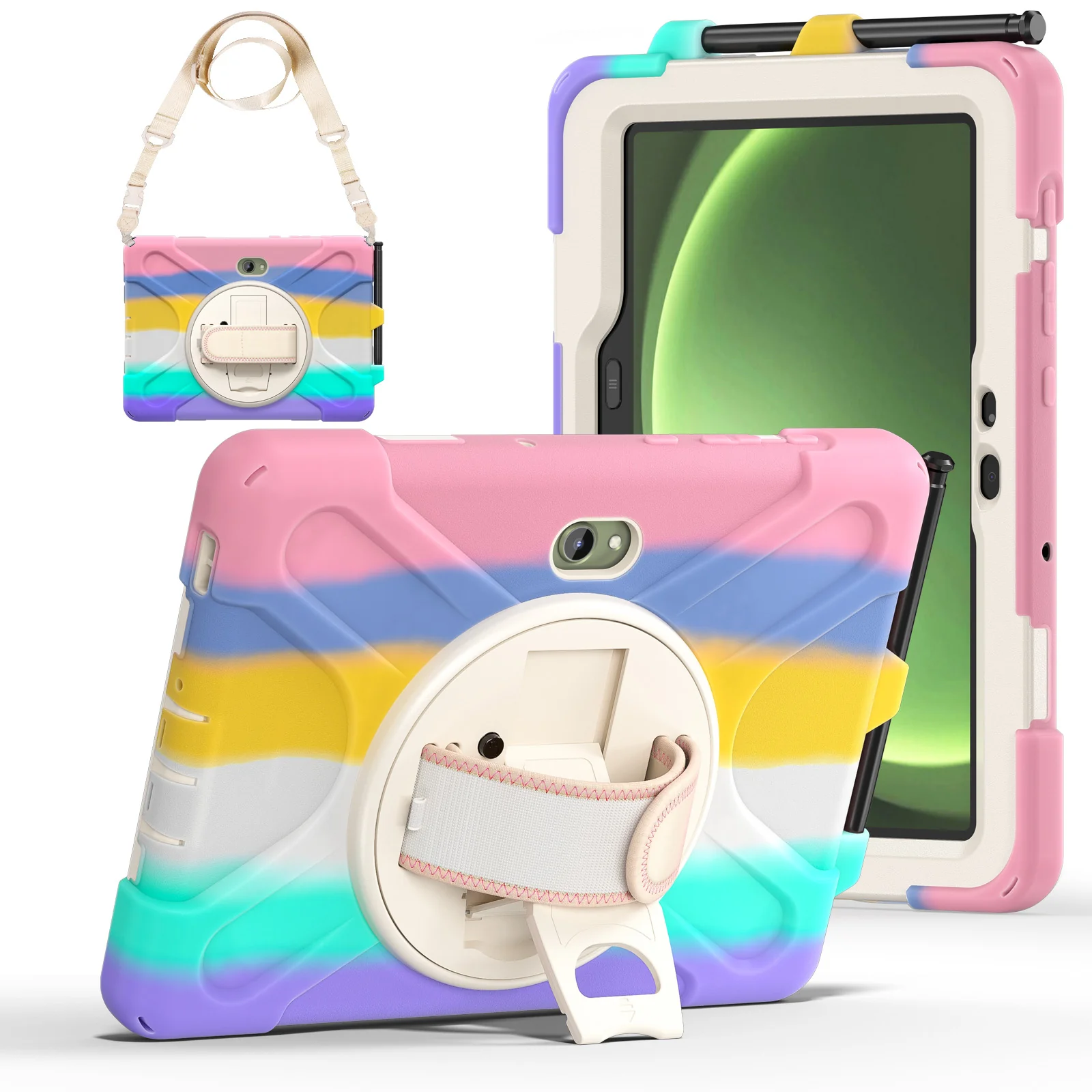 Samsung Galaxy Tab Active Pro / Active 4 Pro / Active 5 Pro Series - Heavy Duty 360 Degree Rotate Stand Hand Strap Case With Shoulder Strap - Image 10