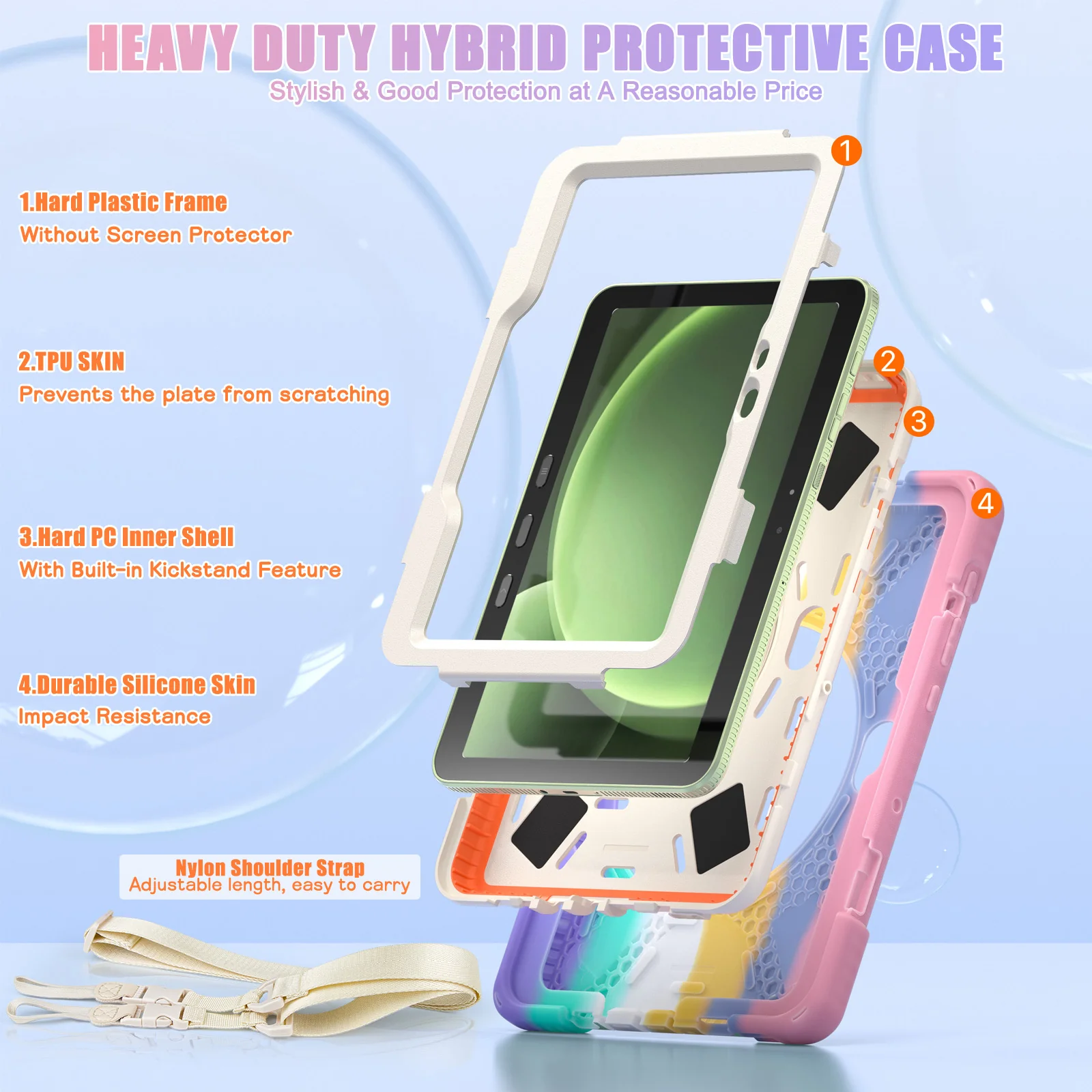 Samsung Galaxy Tab Active Pro / Active 4 Pro / Active 5 Pro Series - Heavy Duty 360 Degree Rotate Stand Hand Strap Case With Shoulder Strap - Image 12