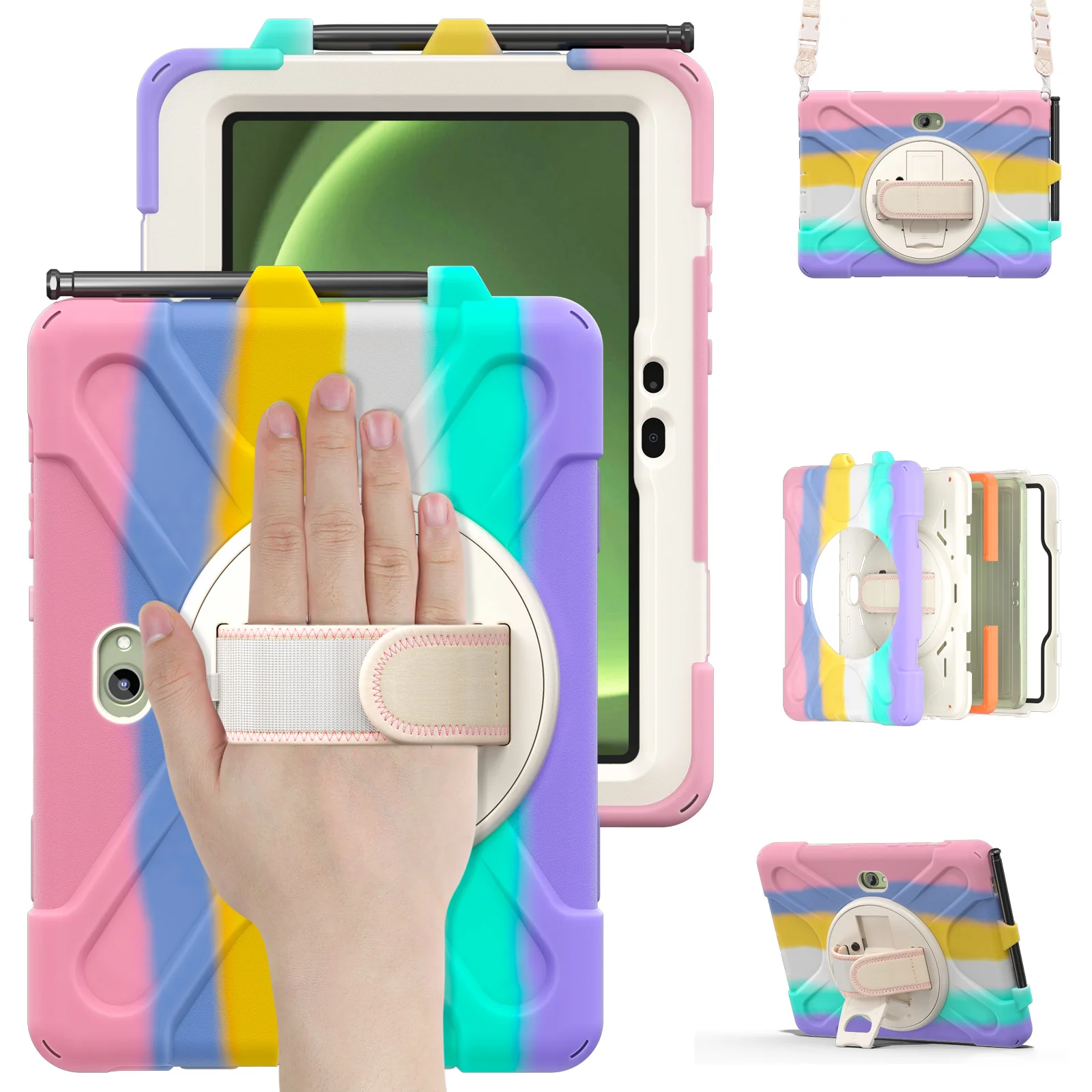 Samsung Galaxy Tab Active Pro / Active 4 Pro / Active 5 Pro Series - Heavy Duty 360 Degree Rotate Stand Hand Strap Case With Shoulder Strap - Image 27