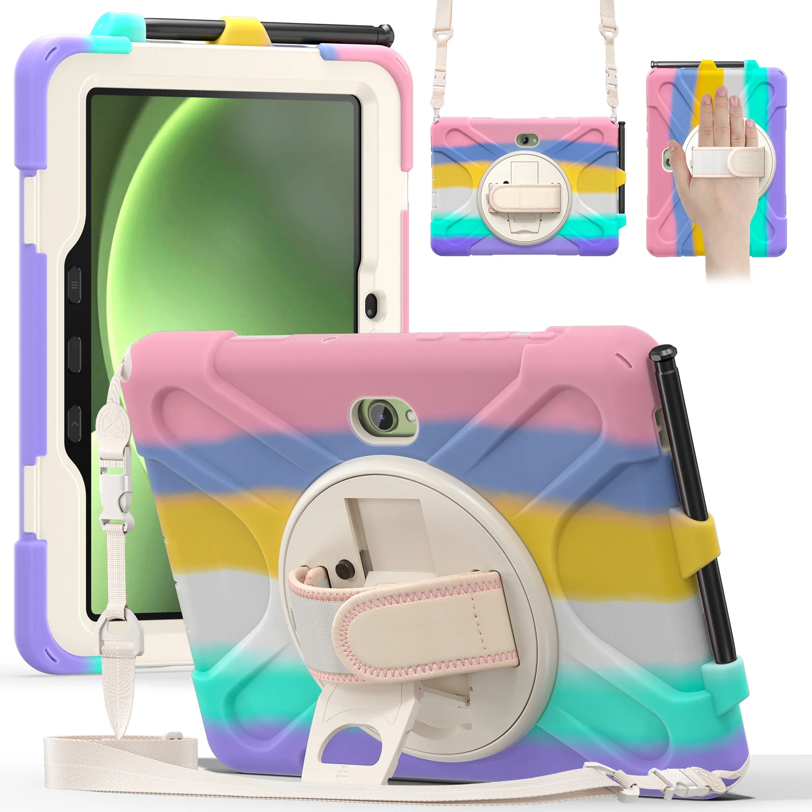 Samsung Galaxy Tab Active Pro / Active 4 Pro / Active 5 Pro Series - Heavy Duty 360 Degree Rotate Stand Hand Strap Case With Shoulder Strap - Image 3