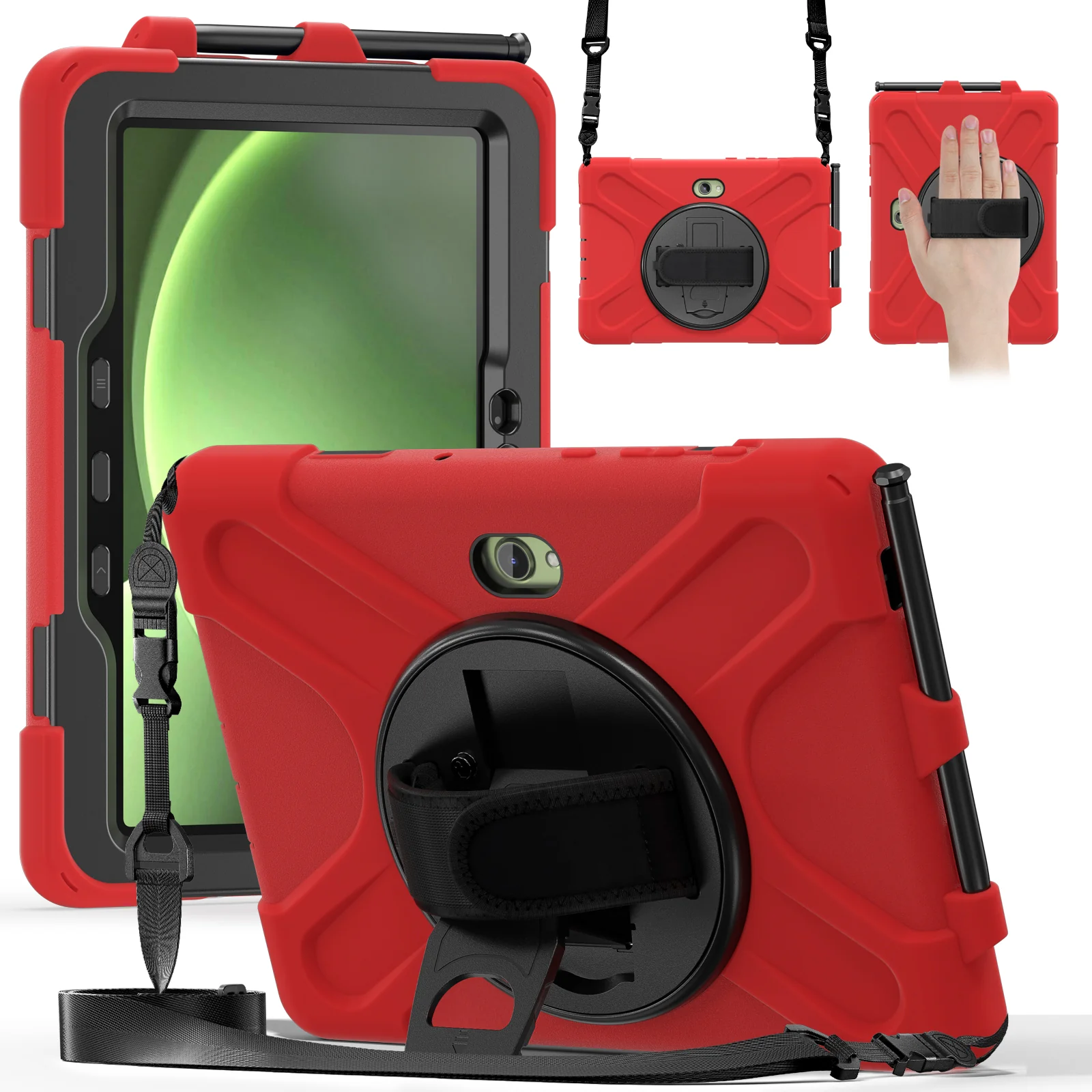 Samsung Galaxy Tab Active Pro / Active 4 Pro / Active 5 Pro Series - Heavy Duty 360 Degree Rotate Stand Hand Strap Case With Shoulder Strap - Image 9