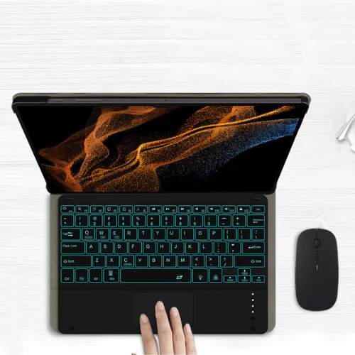 Samsung Galaxy Tab S7 Plus/S8 Plus/S7 FE/S9 Plus/S9 FE Plus - Smart Wireless Trackpad Keyboard Flip Case - Image 3