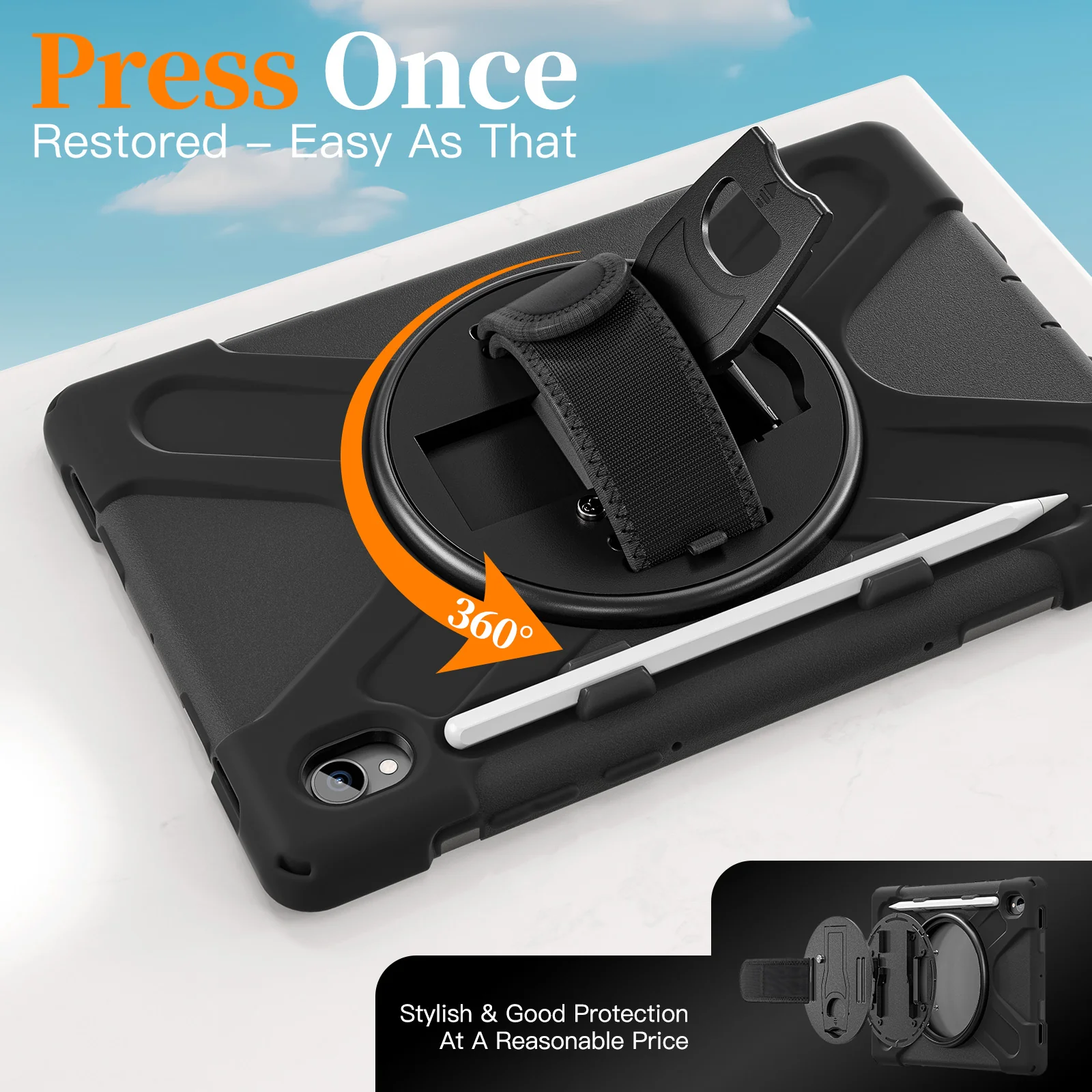 Samsung Galaxy Tab S11 (2025) 11" - Heavy Duty 360 Degree Rotate Stand Hand Strap Case With Shoulder Strap - Image 20