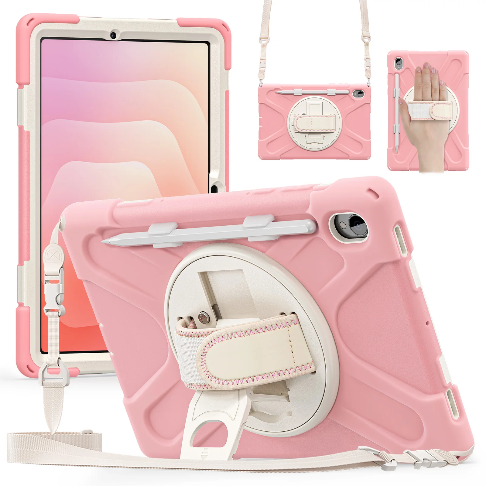 Samsung Galaxy Tab S11 (2025) 11" - Heavy Duty 360 Degree Rotate Stand Hand Strap Case With Shoulder Strap - Image 3
