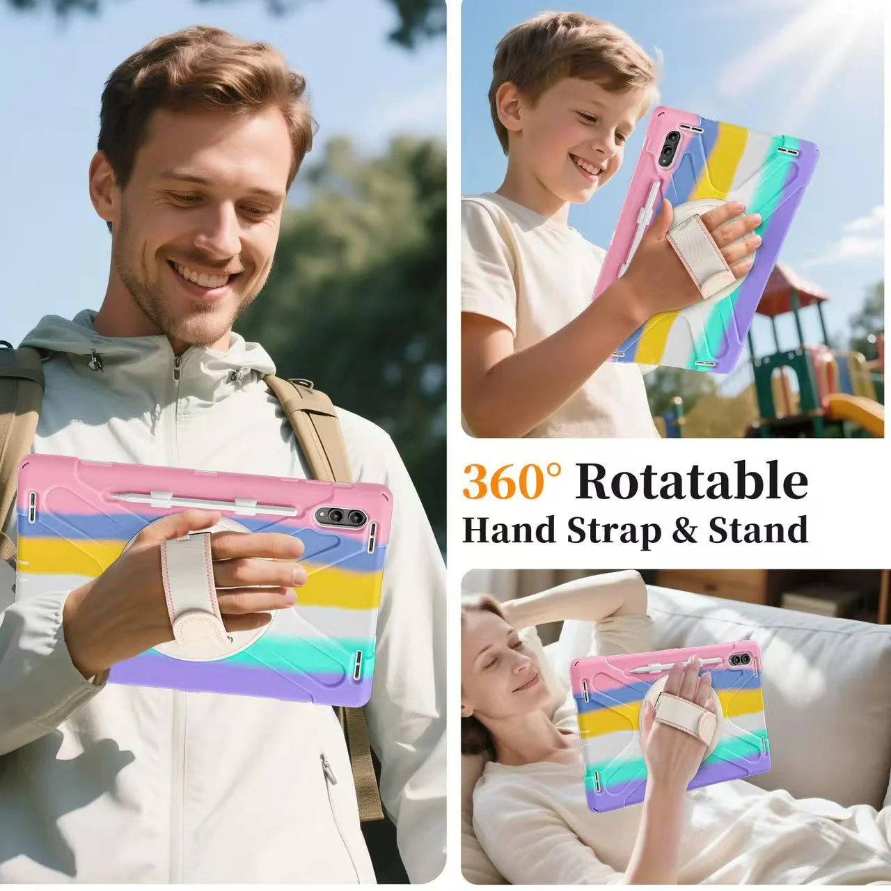 Samsung Galaxy Tab S11 Ultra (2025) 14.6" - Heavy Duty 360 Degree Rotate Stand Hand Strap Case With Shoulder Strap - Image 13