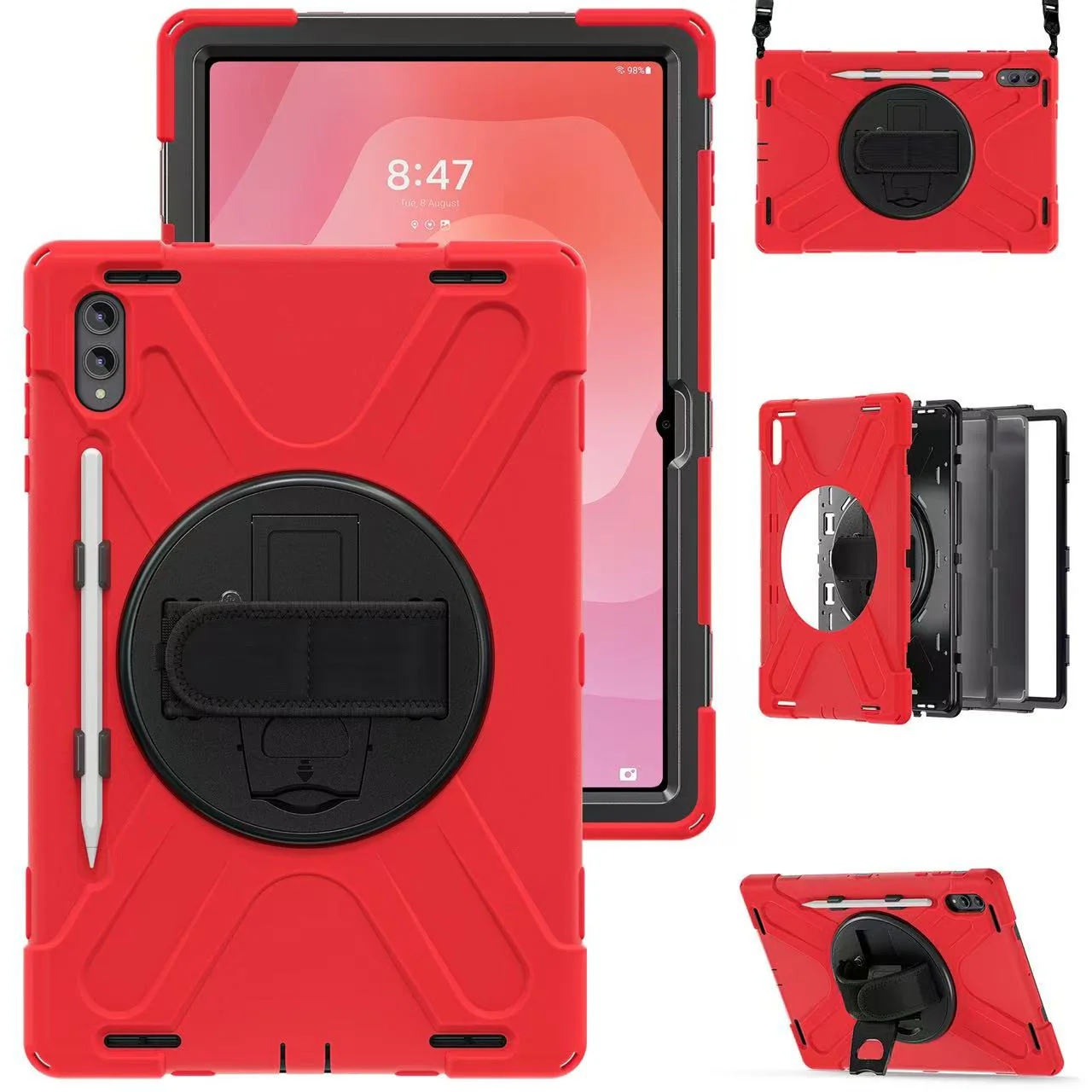 Samsung Galaxy Tab S11 Ultra (2025) 14.6" - Heavy Duty 360 Degree Rotate Stand Hand Strap Case With Shoulder Strap - Image 3