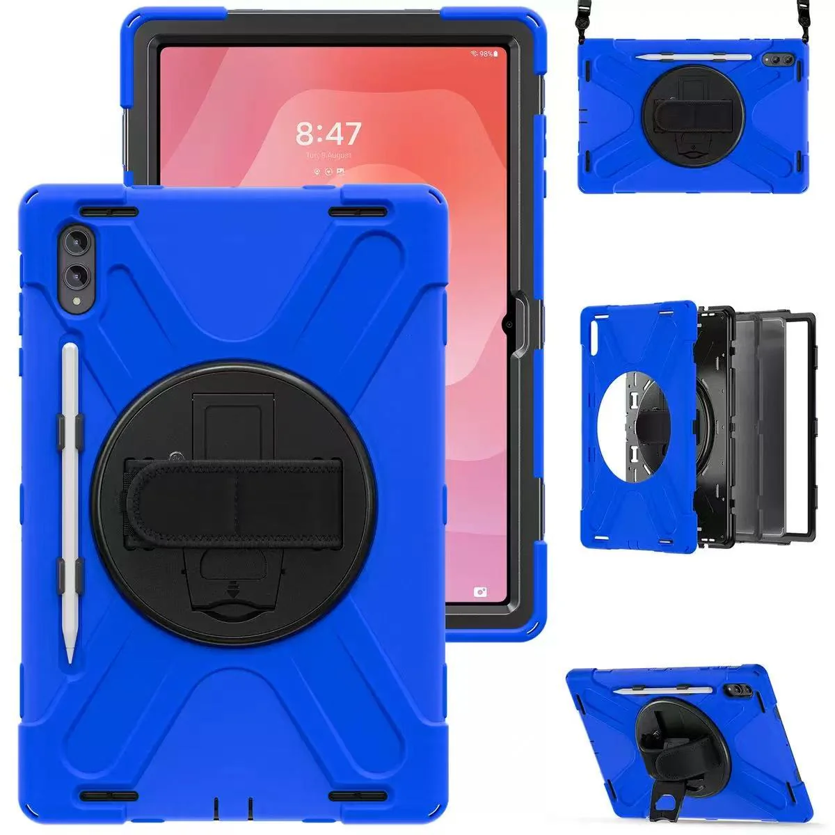 Samsung Galaxy Tab S11 Ultra (2025) 14.6" - Heavy Duty 360 Degree Rotate Stand Hand Strap Case With Shoulder Strap - Image 4