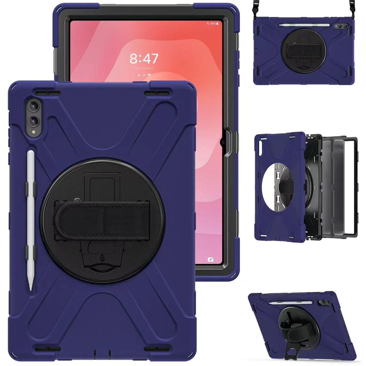 Samsung Galaxy Tab S11 Ultra (2025) 14.6" - Heavy Duty 360 Degree Rotate Stand Hand Strap Case With Shoulder Strap - Image 5