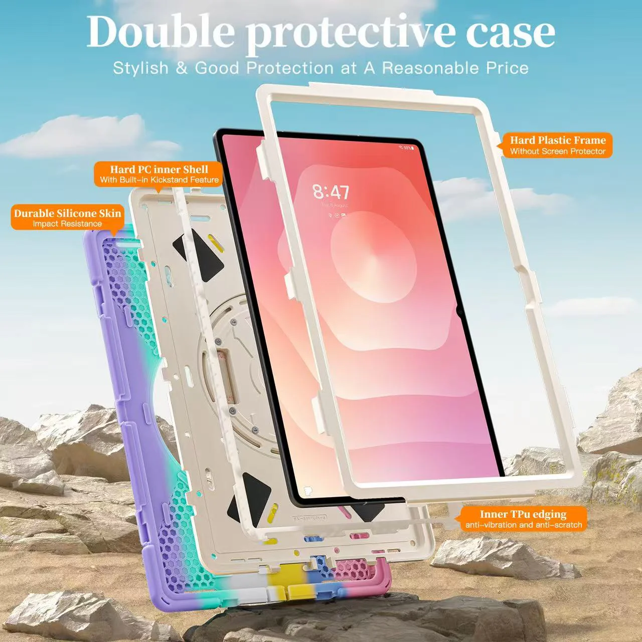 Samsung Galaxy Tab S11 Ultra (2025) 14.6" - Heavy Duty 360 Degree Rotate Stand Hand Strap Case With Shoulder Strap - Image 7