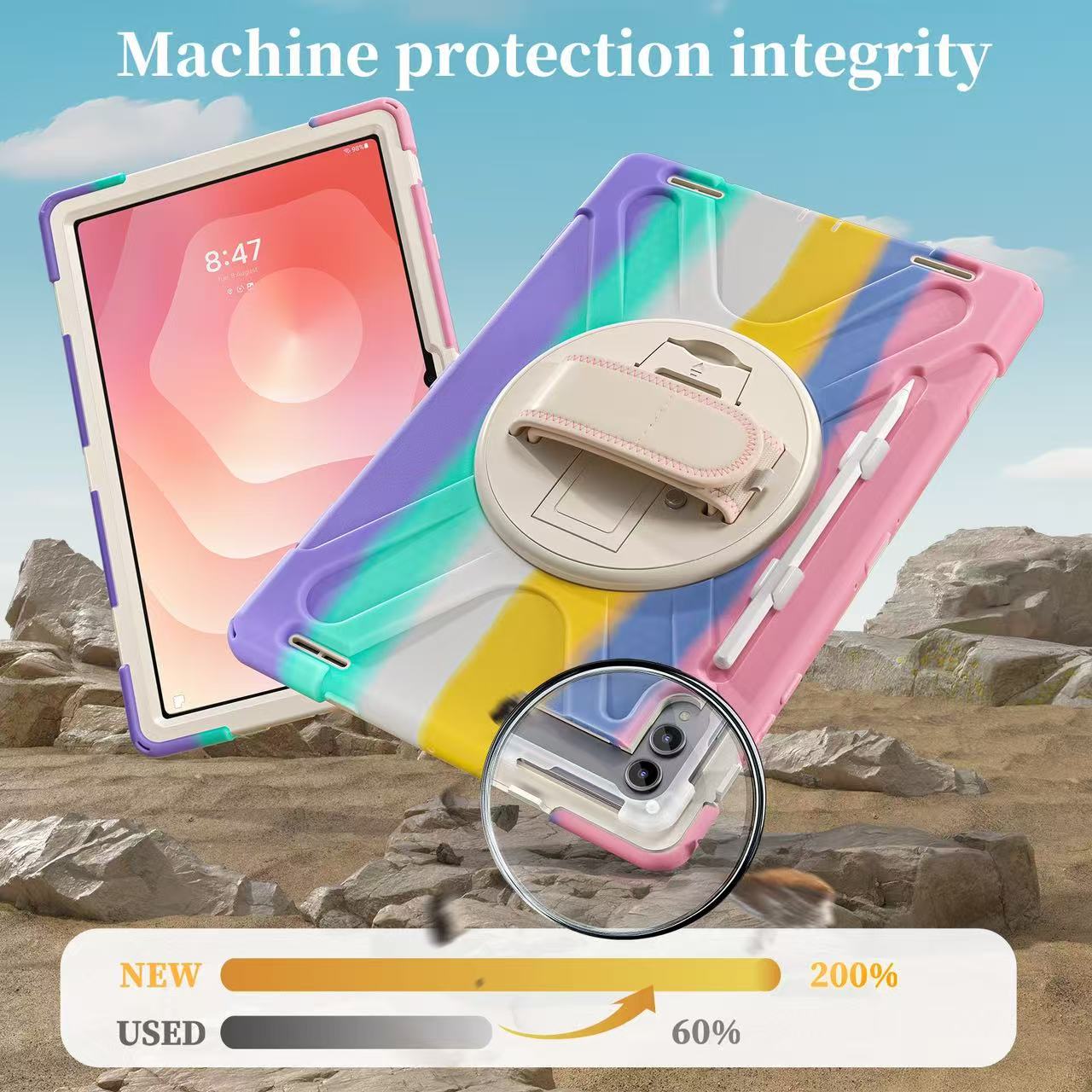 Samsung Galaxy Tab S11 Ultra (2025) 14.6" - Heavy Duty 360 Degree Rotate Stand Hand Strap Case With Shoulder Strap - Image 8