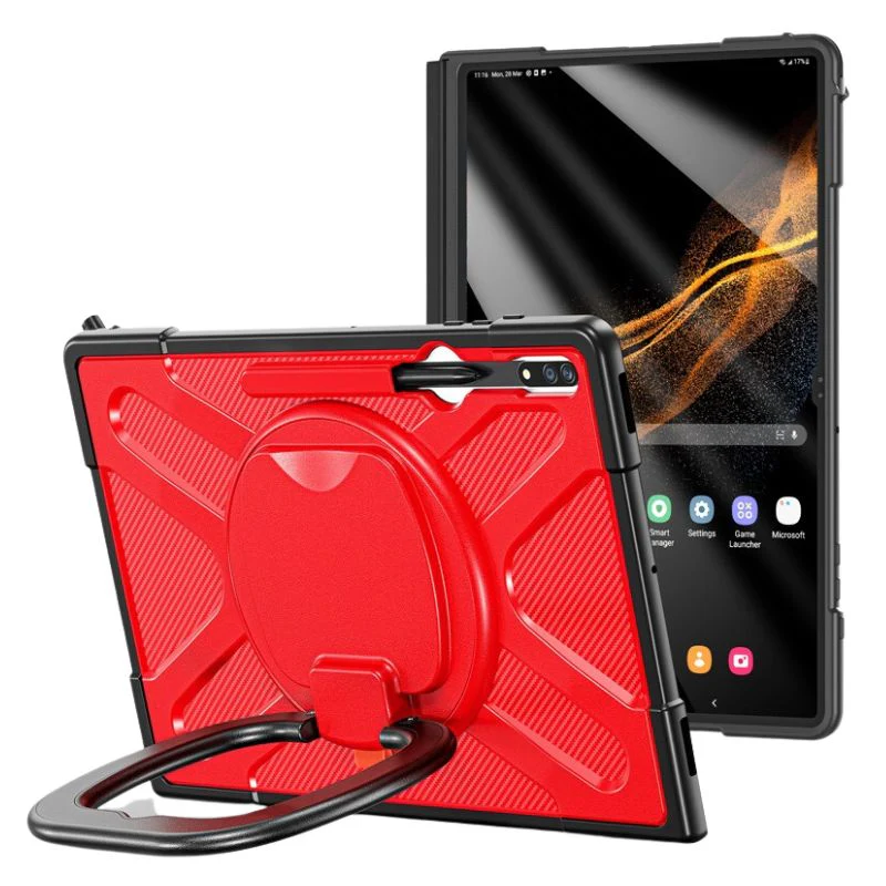 Samsung Galaxy Tab S9 Ultra (X910 & X916 & X918) 14.6" - 360 Degree Rotate Shockproof Heavy Duty Tough Stand Case Cover With Pen Holder - Image 4