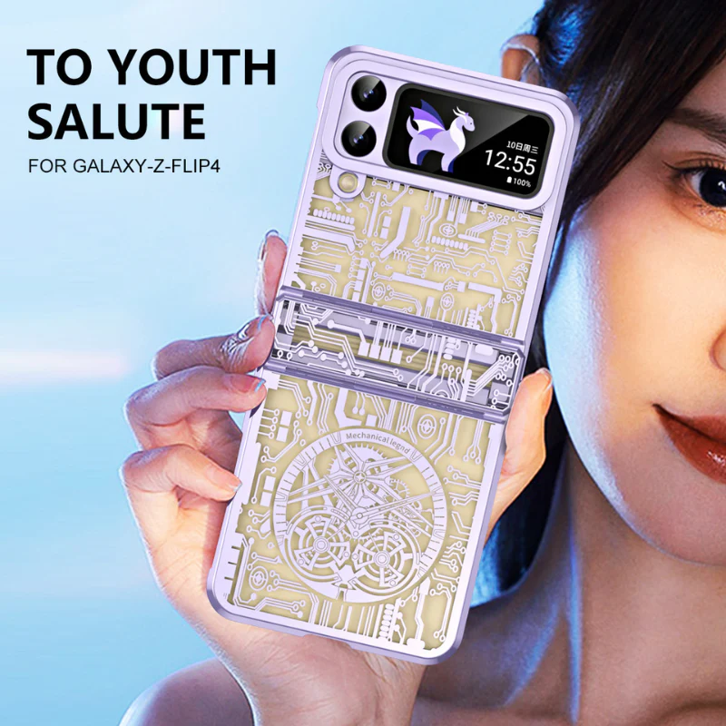 Samsung Galaxy Z Flip 6 SM-F741 Mechanical Electroplated Flat Hinge Shockproof Fashion-Forward Series Case - Image 4
