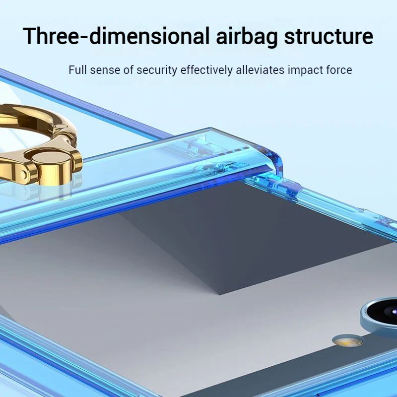 Samsung Galaxy Z Flip7 PC + TPU Full Covered Hinge Transparent Airbag Foldable Ring Case - Image 5
