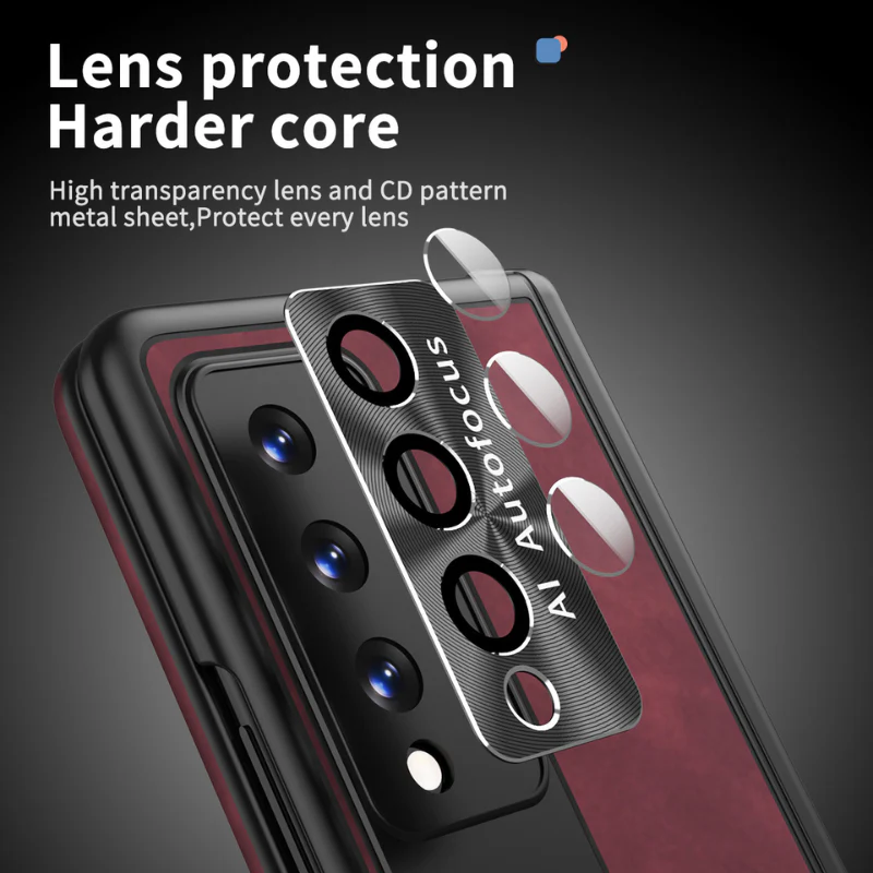 Samsung Galaxy Z Fold 4 SM-F936 Dual-hinge Full-cover Protection Genuine Leather Series Case - Image 2