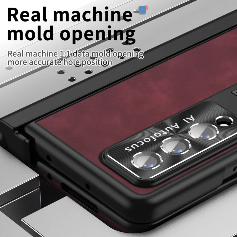 Samsung Galaxy Z Fold 4 SM-F936 Dual-hinge Full-cover Protection Genuine Leather Series Case - Image 3