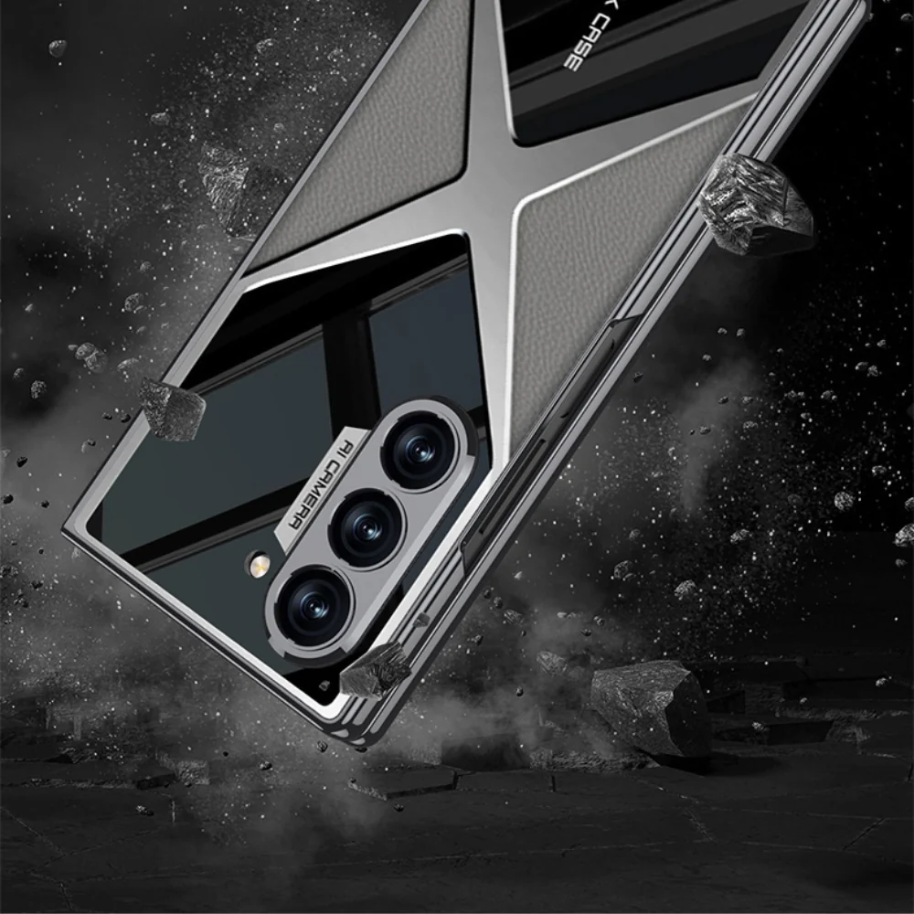 Samsung Galaxy Z Fold6 (SM-F956) - Electroplated Shell Film Integrated PU Leather Shockproof Case - Image 12