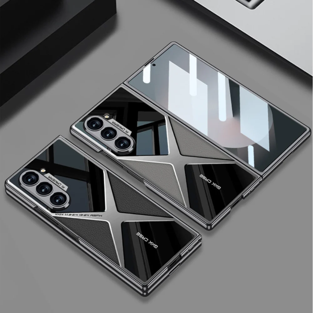 Samsung Galaxy Z Fold6 (SM-F956) - Electroplated Shell Film Integrated PU Leather Shockproof Case - Image 2