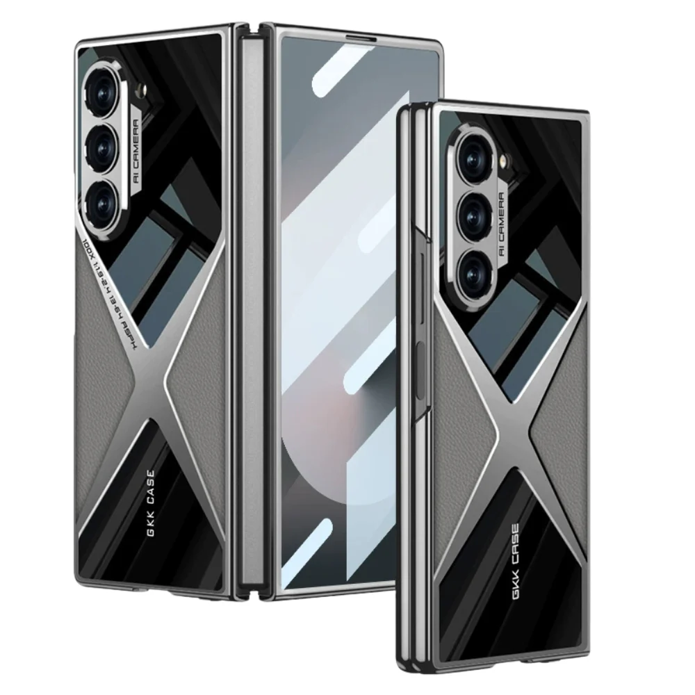 Samsung Galaxy Z Fold6 (SM-F956) - Electroplated Shell Film Integrated PU Leather Shockproof Case - Image 6
