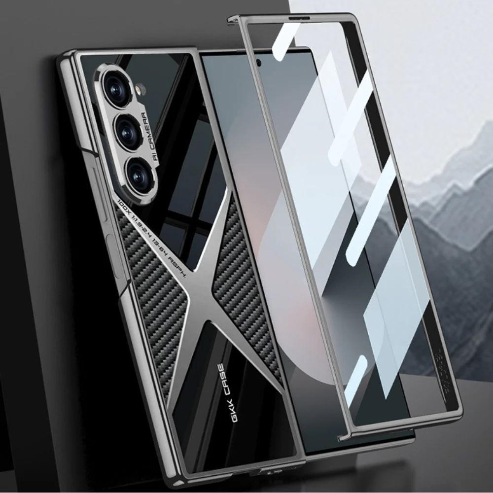 Samsung Galaxy Z Fold6 (SM-F956) - Electroplated Shell Film Integrated PU Leather Shockproof Case - Image 8