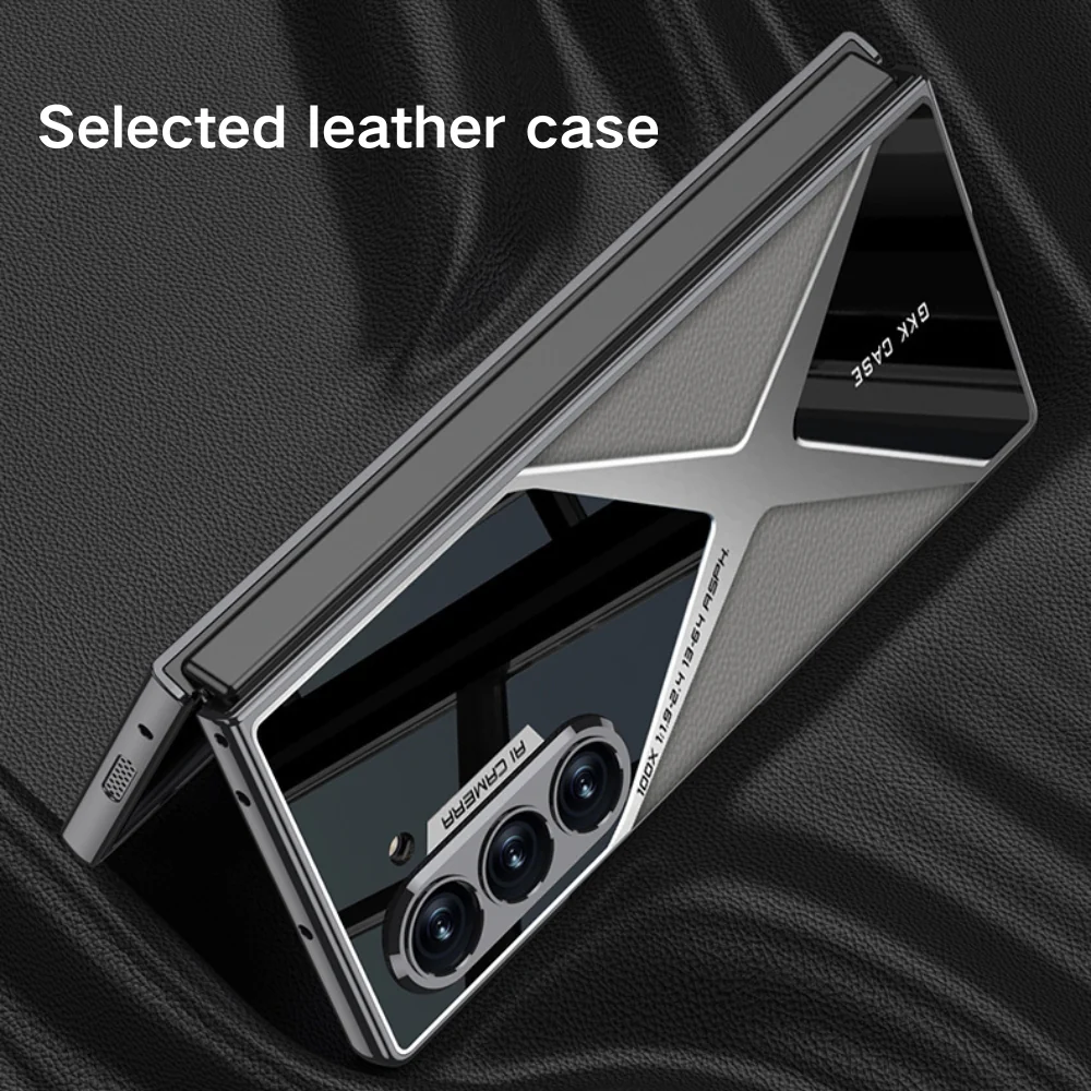 Samsung Galaxy Z Fold6 (SM-F956) - Electroplated Shell Film Integrated PU Leather Shockproof Case - Image 9