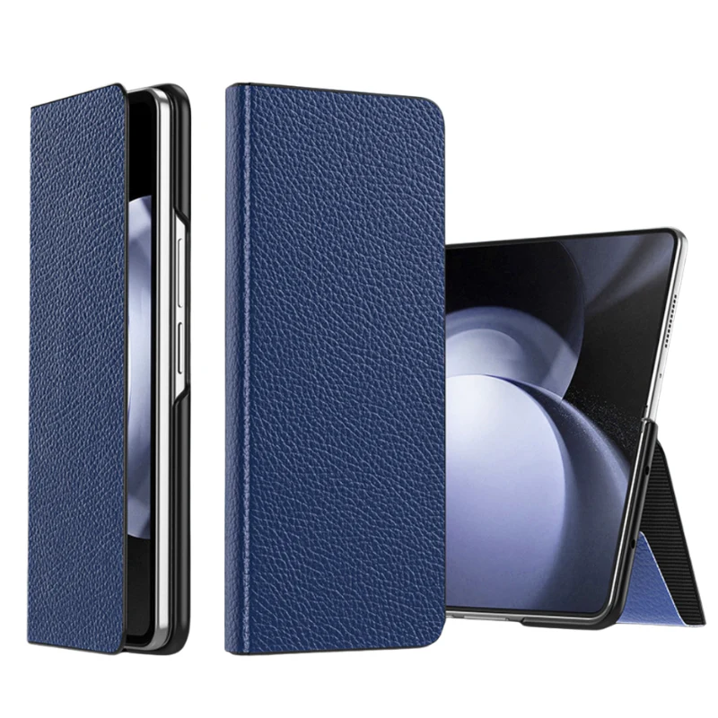 Samsung Galaxy Fold4 (SM-F936) - Business Magnetic Flip Genuine Leather Series Stand Case