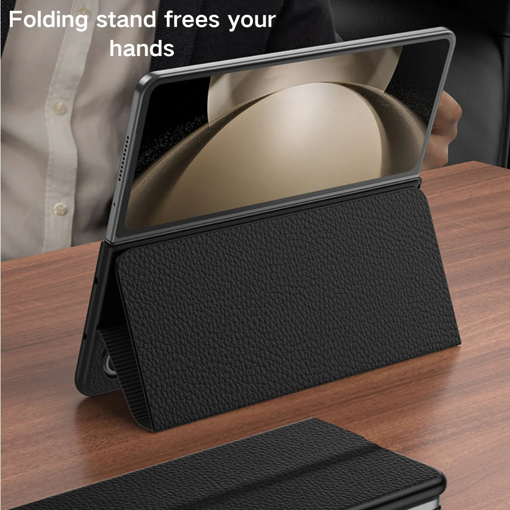 Samsung Galaxy Fold4 (SM-F936) - Business Magnetic Flip Genuine Leather Series Stand Case - Image 10