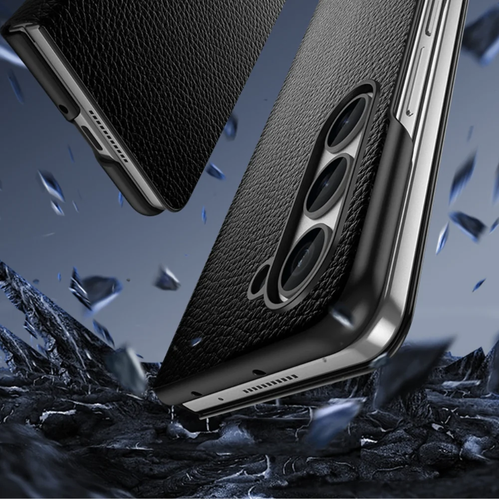 Samsung Galaxy Fold4 (SM-F936) - Business Magnetic Flip Genuine Leather Series Stand Case - Image 13