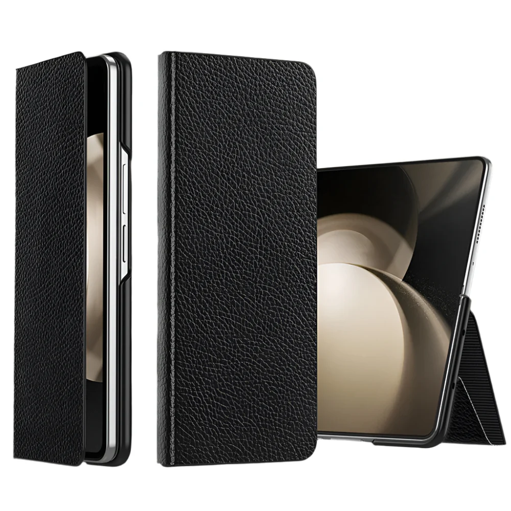 Samsung Galaxy Fold4 (SM-F936) - Business Magnetic Flip Genuine Leather Series Stand Case - Image 2