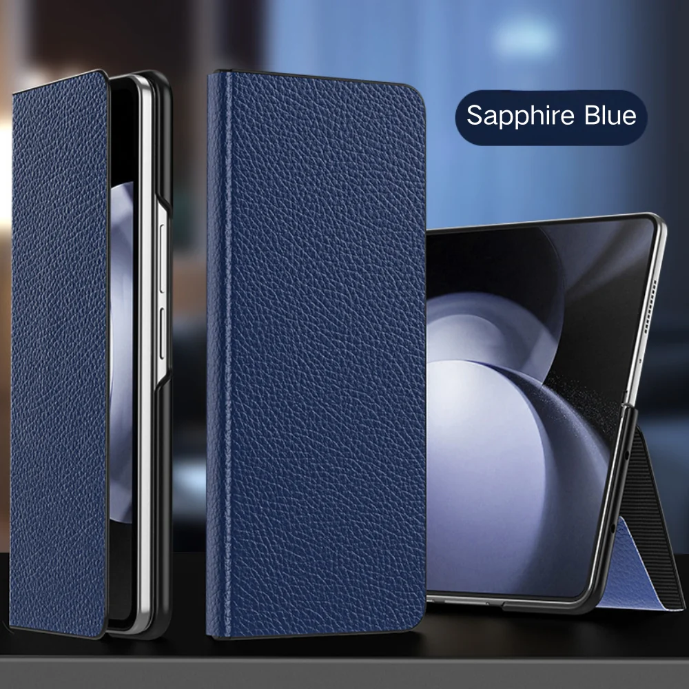 Samsung Galaxy Fold4 (SM-F936) - Business Magnetic Flip Genuine Leather Series Stand Case - Image 4