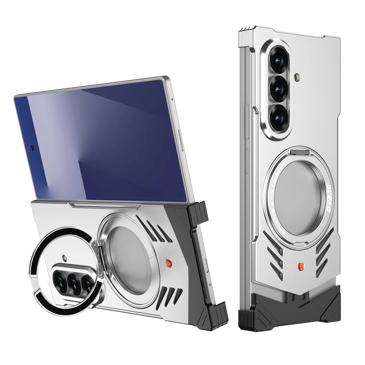 Samsung Galaxy Z Fold6 (SM-F956) - Borderless Aluminum Alloy Leather Snap Metal Case - Image 2