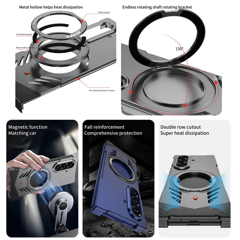 Samsung Galaxy Z Fold6 (SM-F956) - Borderless Aluminum Alloy Leather Snap Metal Case - Image 4